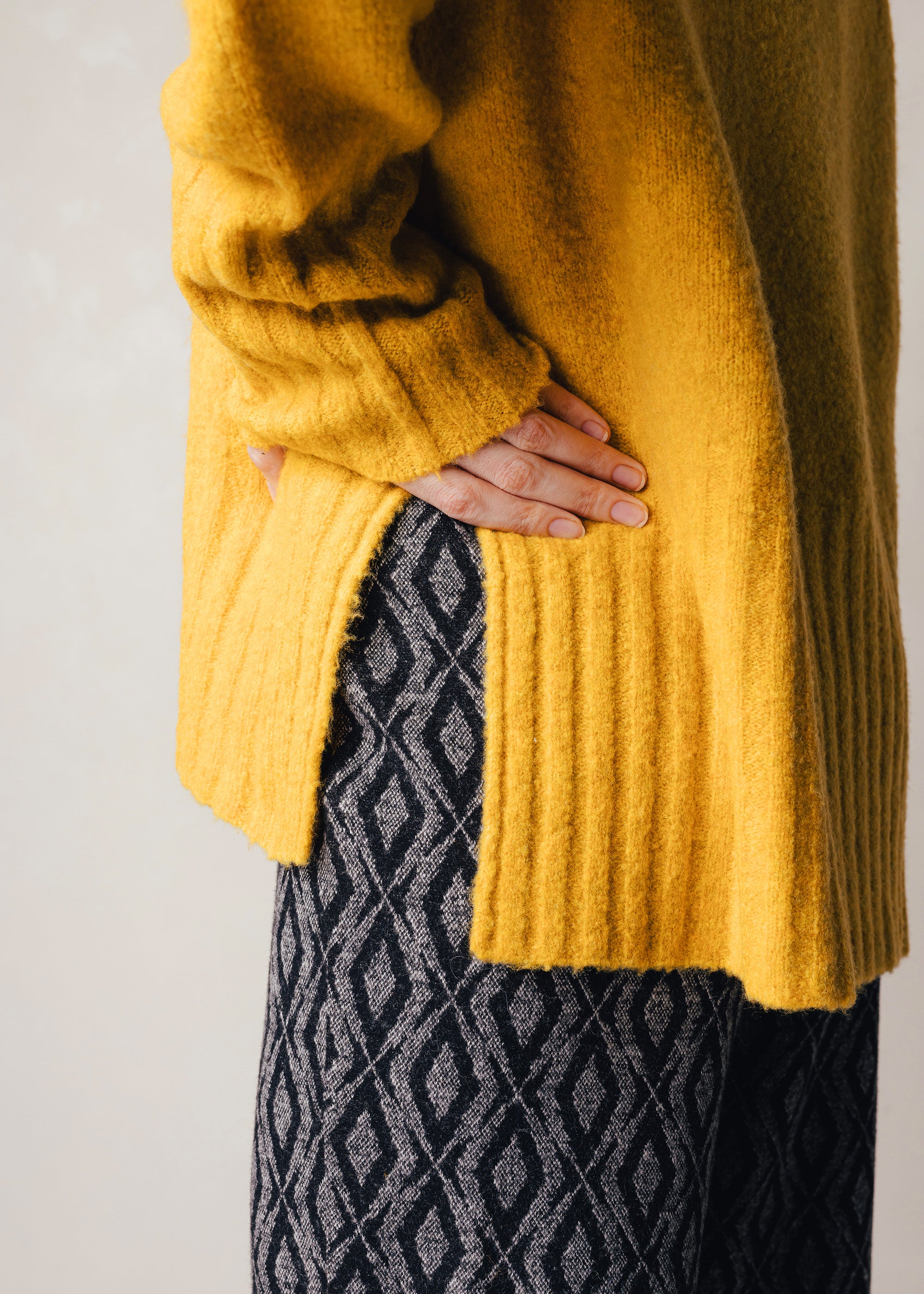 V-neck sweater made from a yak wool blend