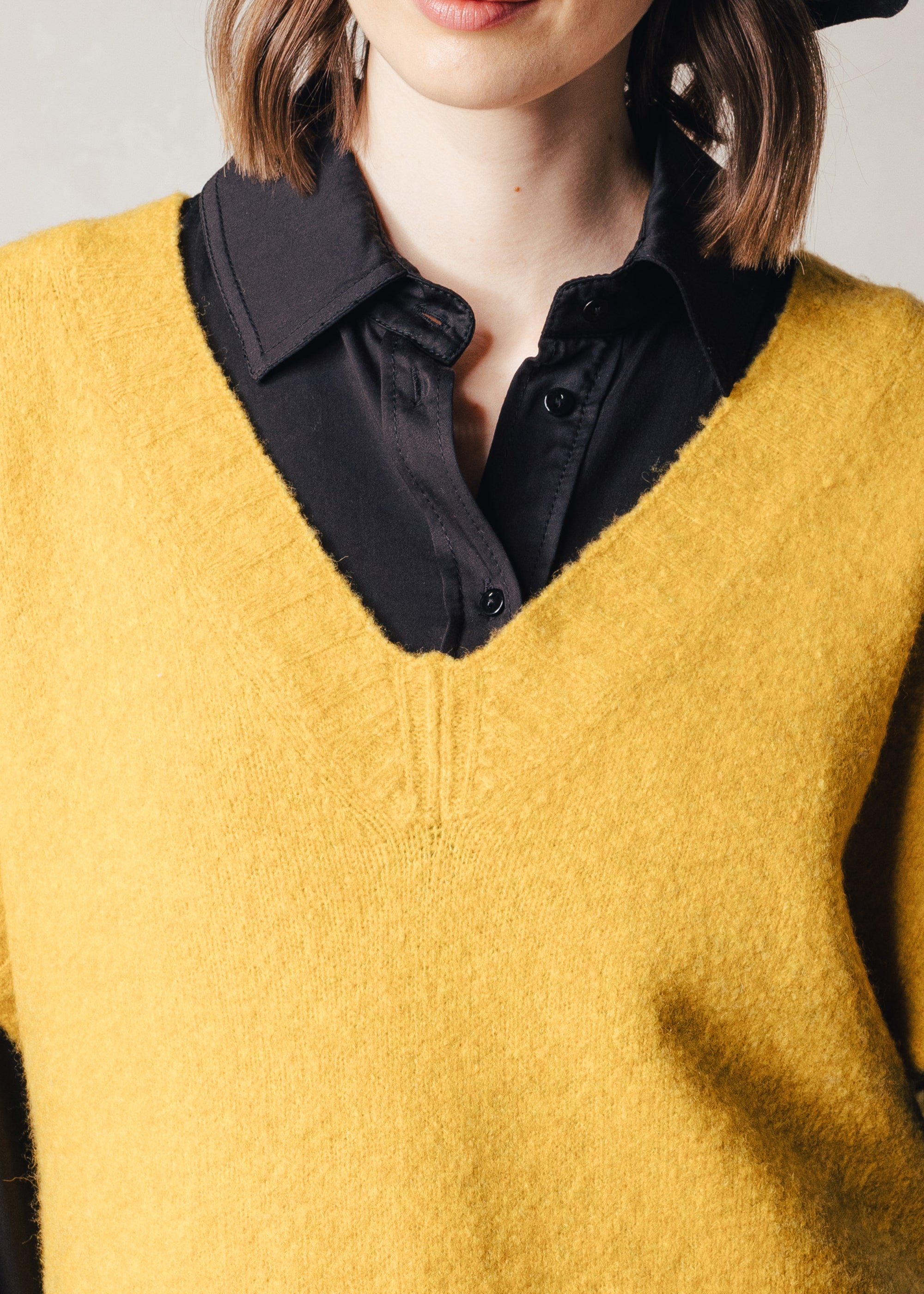 V-neck pullover made from a yak wool blend