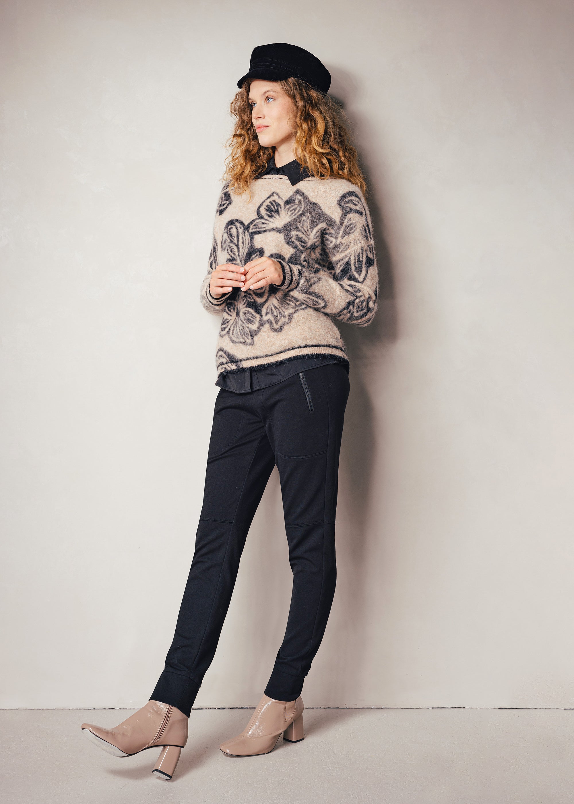 Pullover mit floralem Druck aus Alpaka-Mix