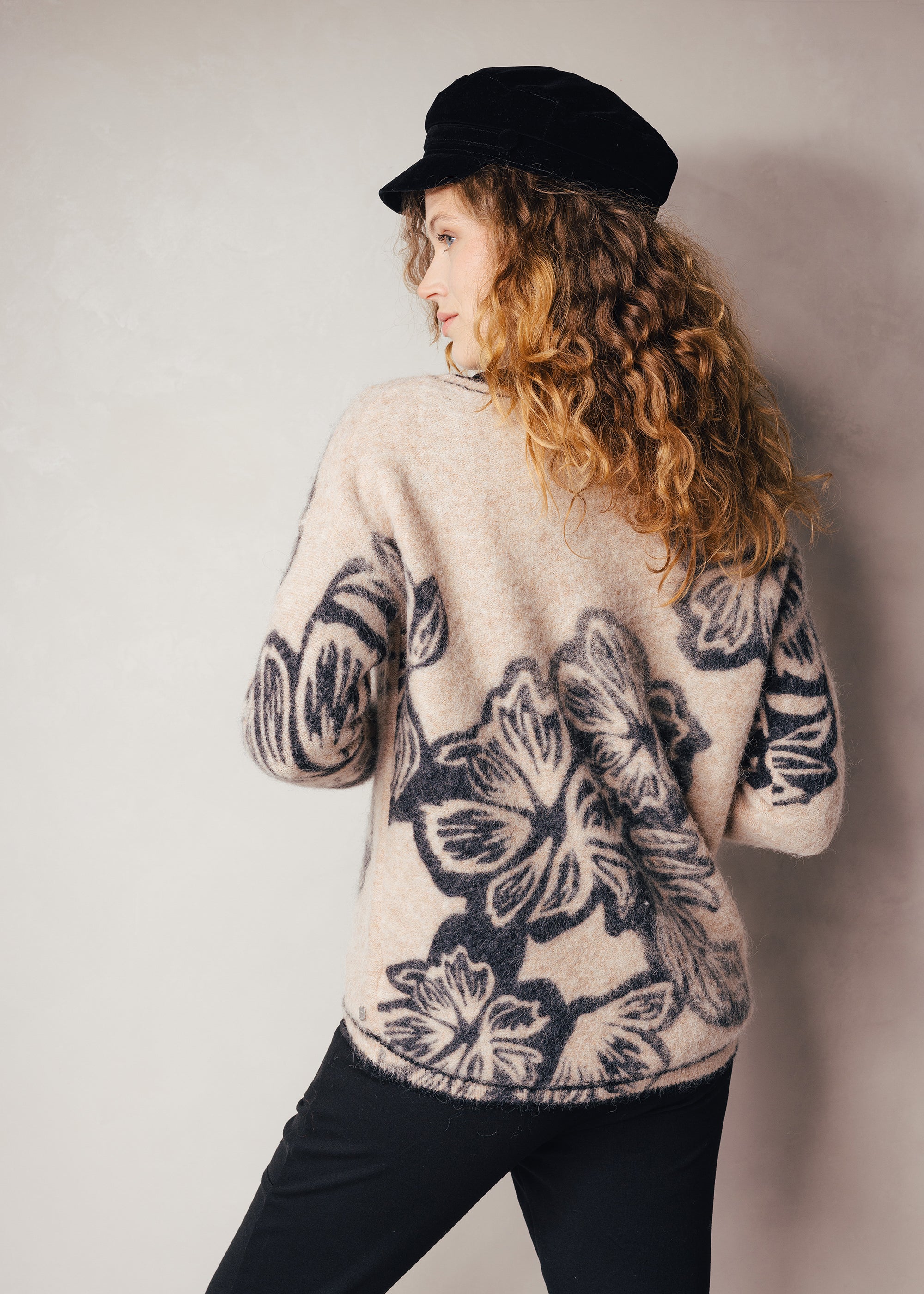 Pullover mit floralem Druck aus Alpaka-Mix