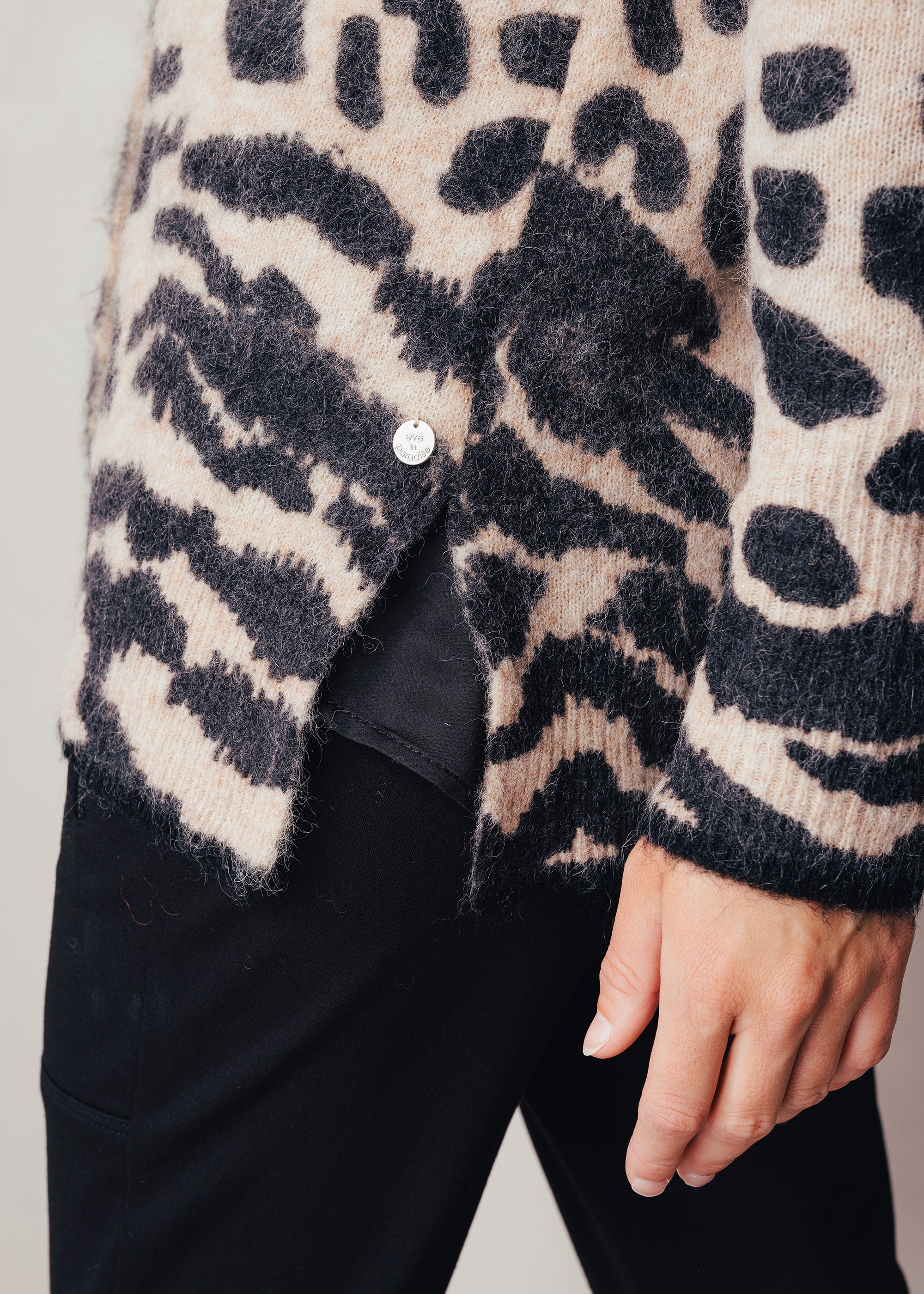 Cardigan mit Animal-Print aus Alpaka-Mix