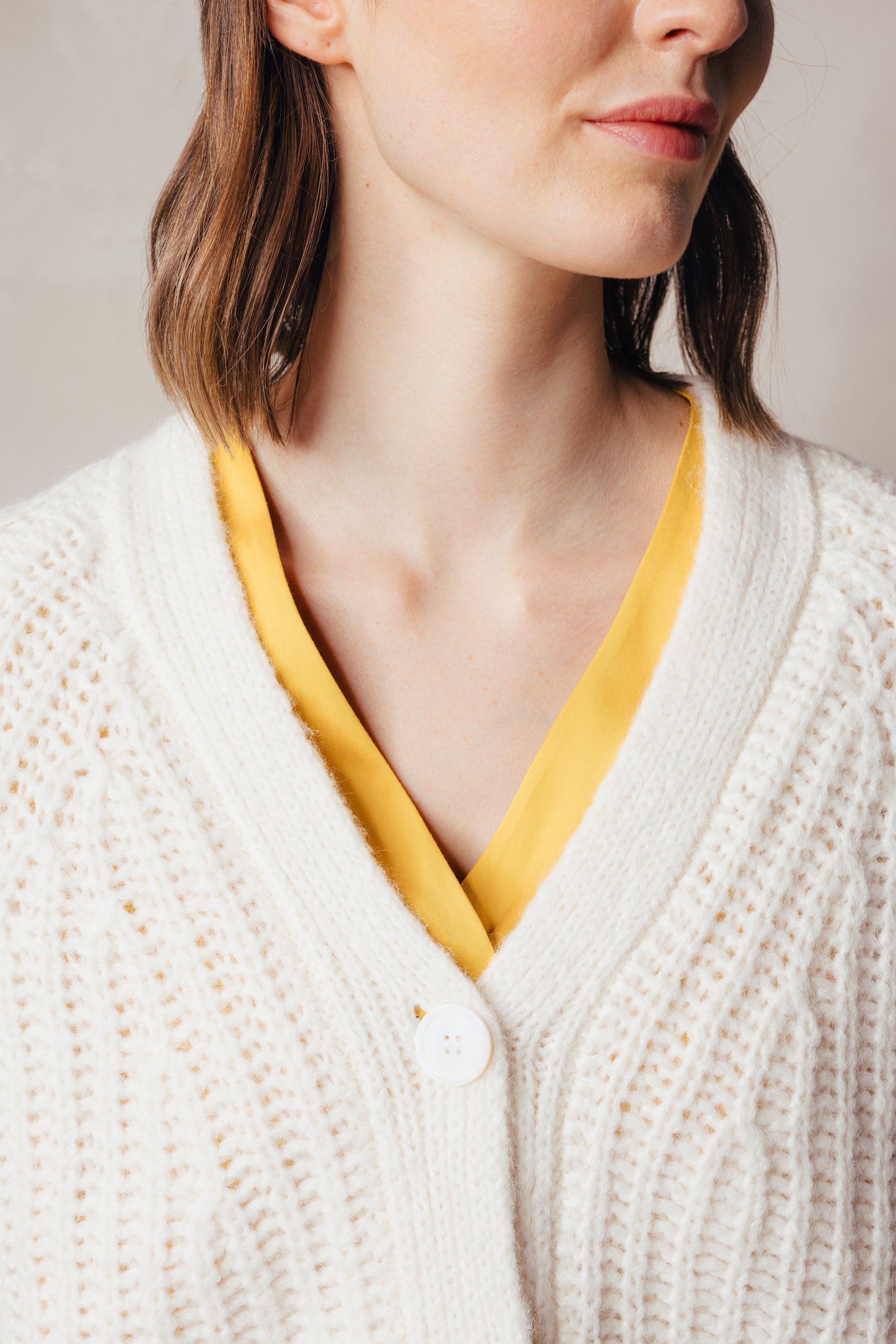 Gerippter Cardigan aus Alpaka-Mix