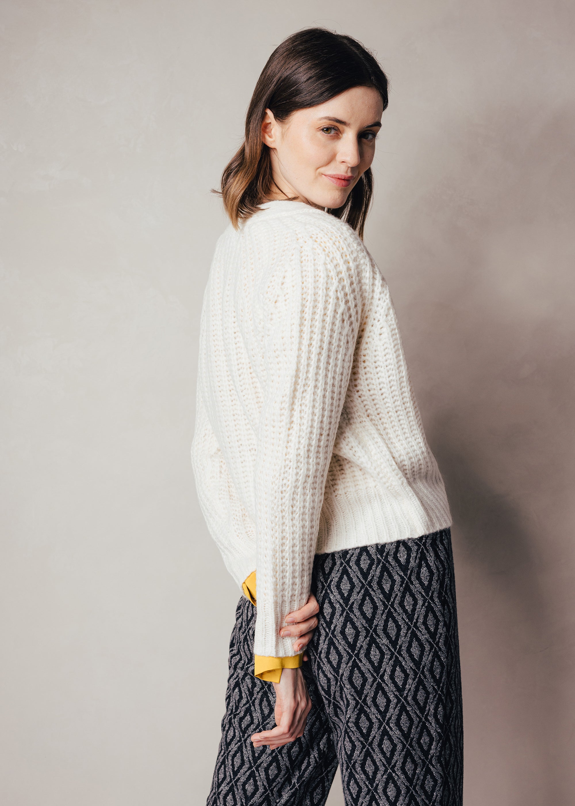 Gerippter Cardigan aus Alpaka-Mix