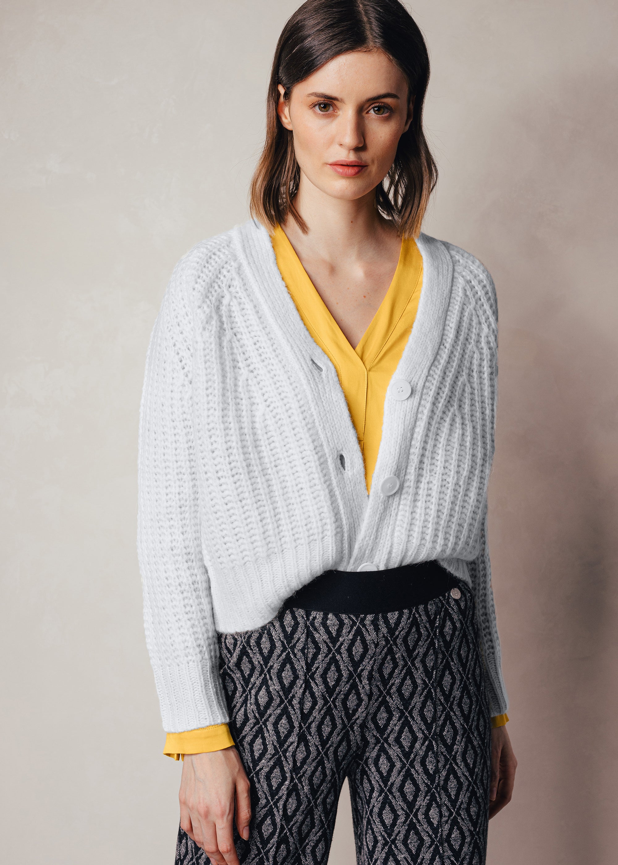 Gerippter Cardigan aus Alpaka-Mix