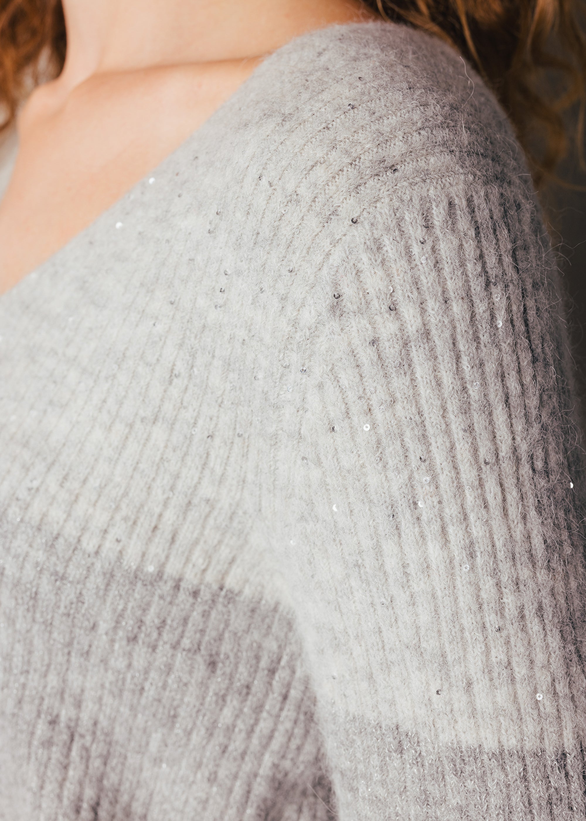 Blockstreifen-Pullover mit Pailettengarn und Lurex aus Alpaka-Mix