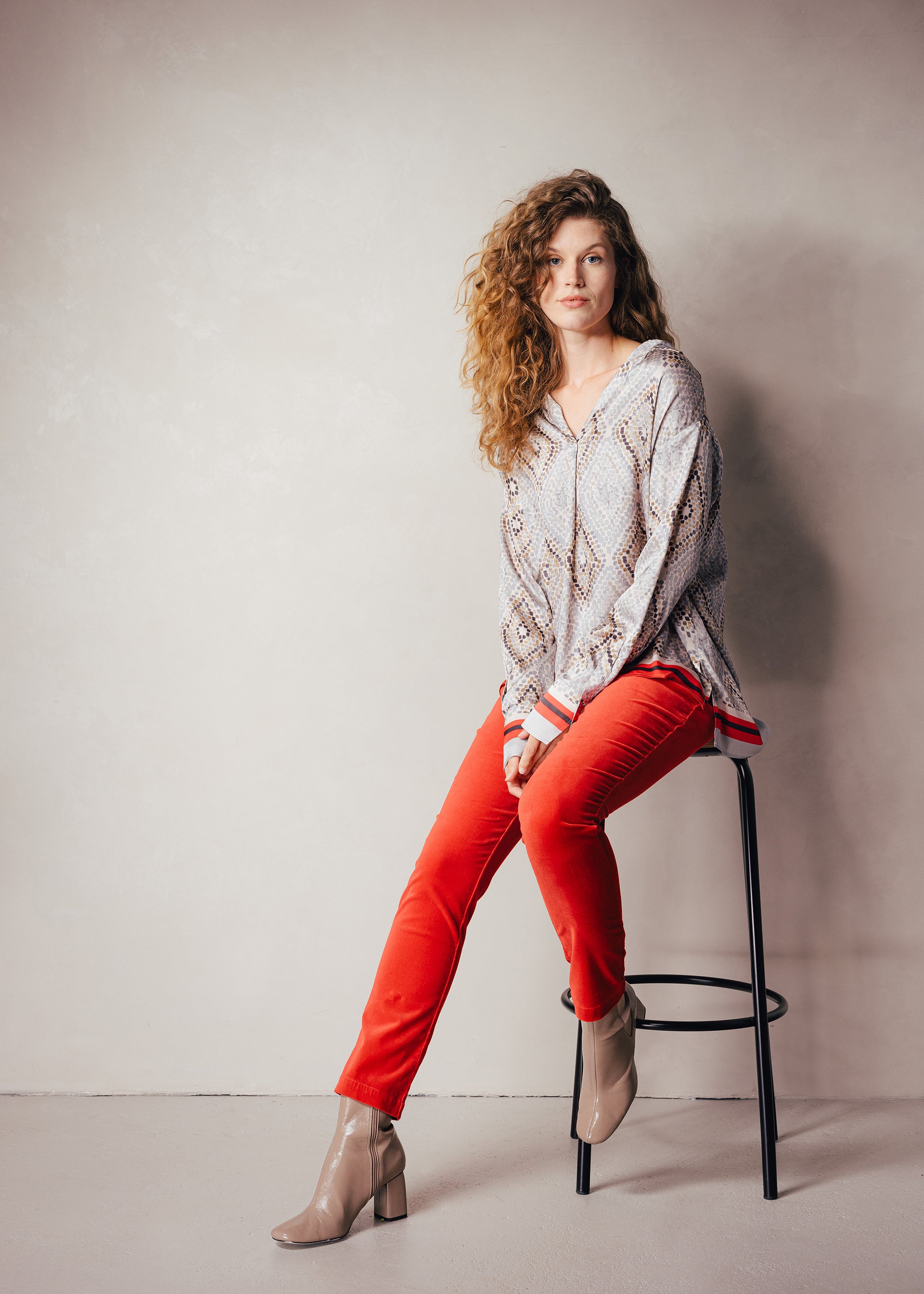 Printbluse aus Viskose-Satin