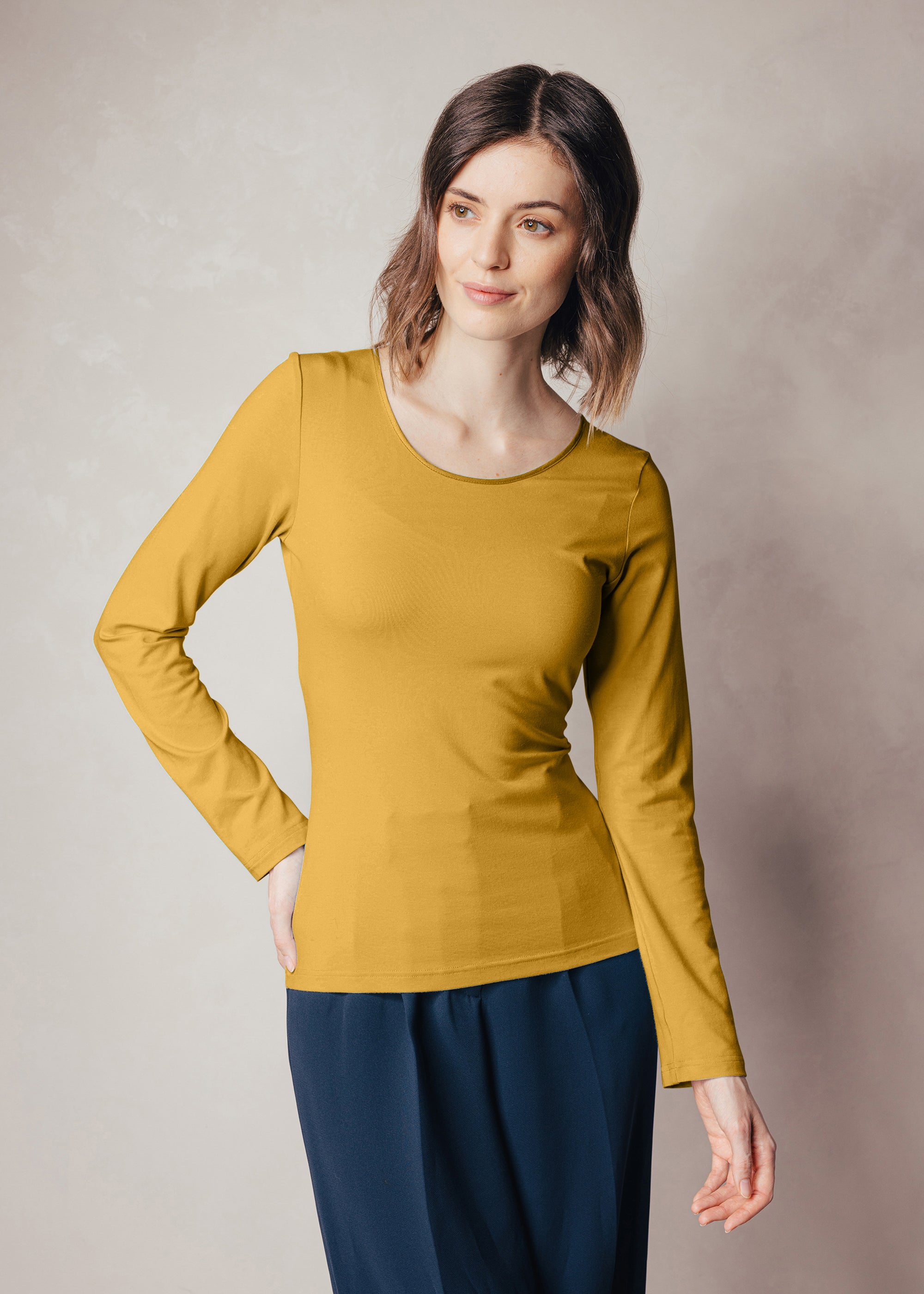 Basic Langarmshirt aus Bambus-Viskose und Baumwolle