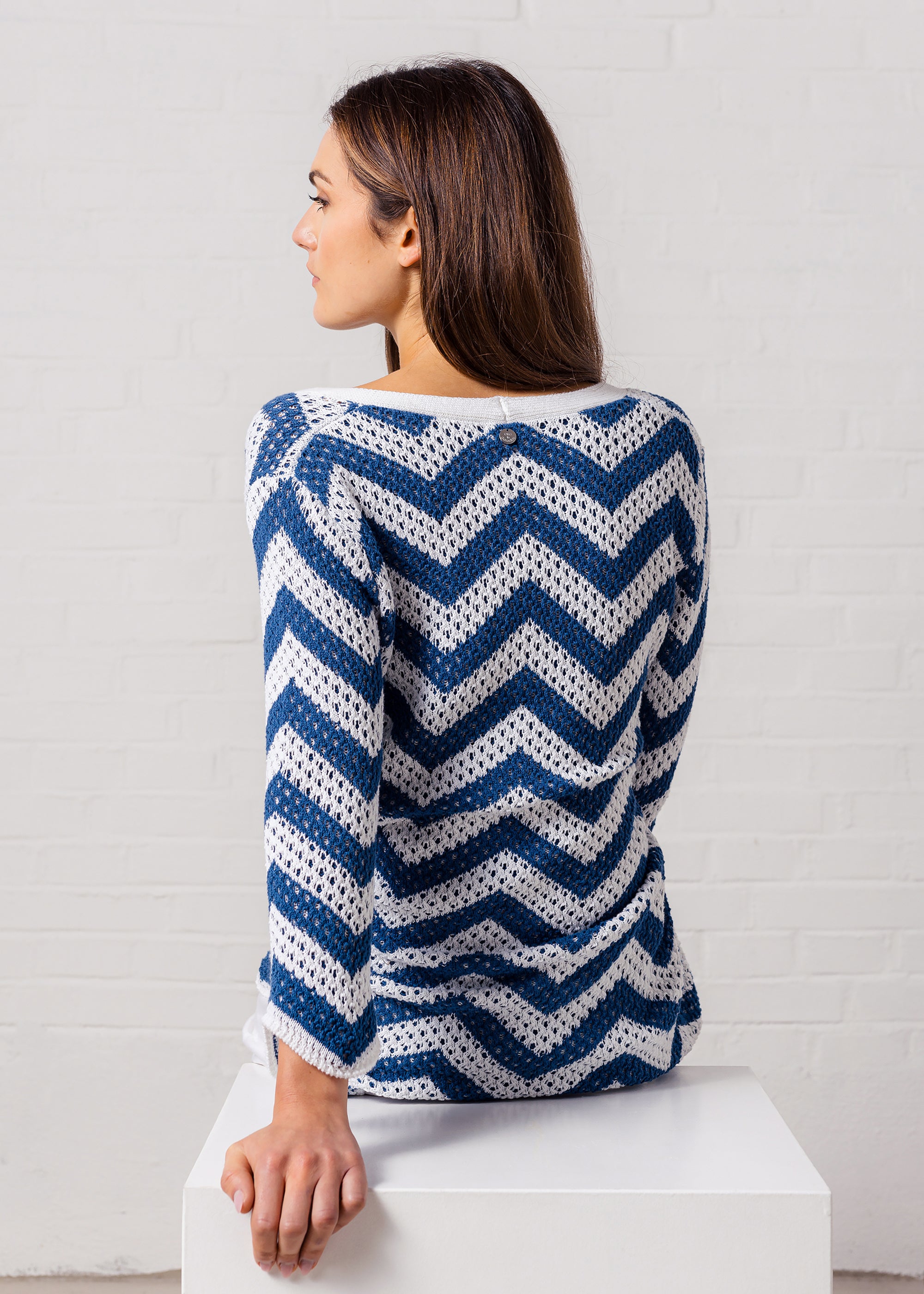 Pullover mit Zick-Zack-Muster aus reiner Baumwolle