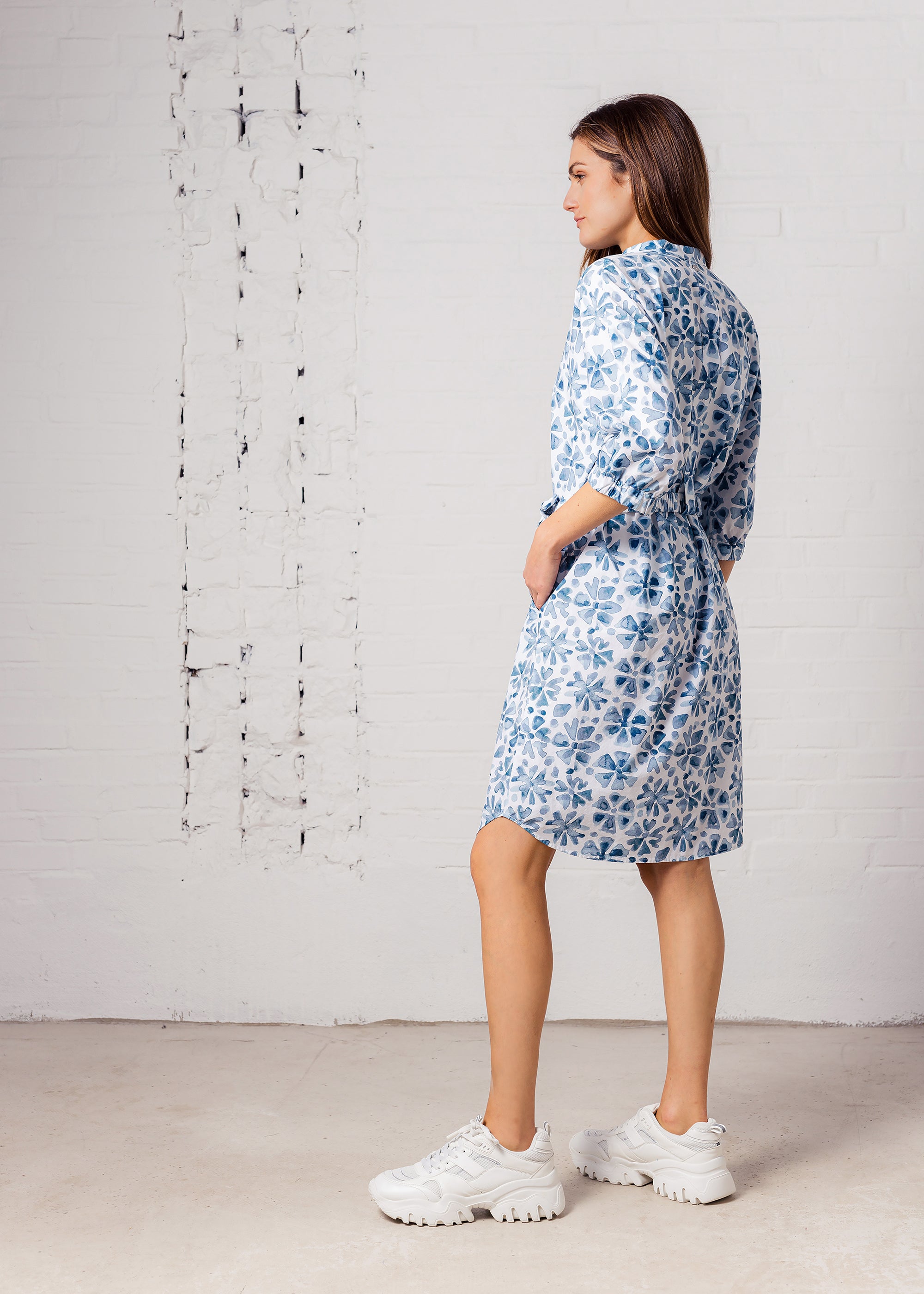 Floral print cotton kimono dress