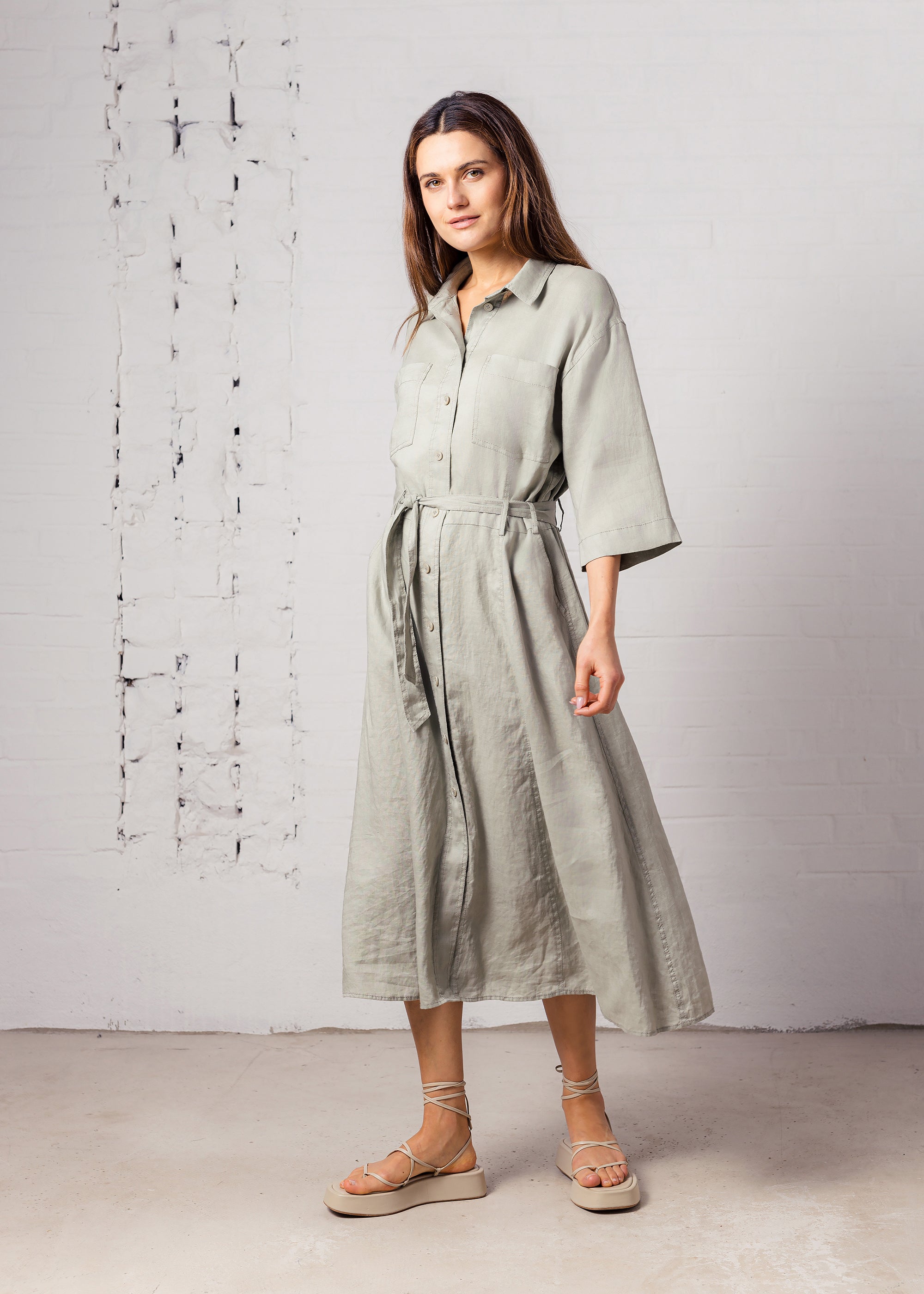 Linen safari dress