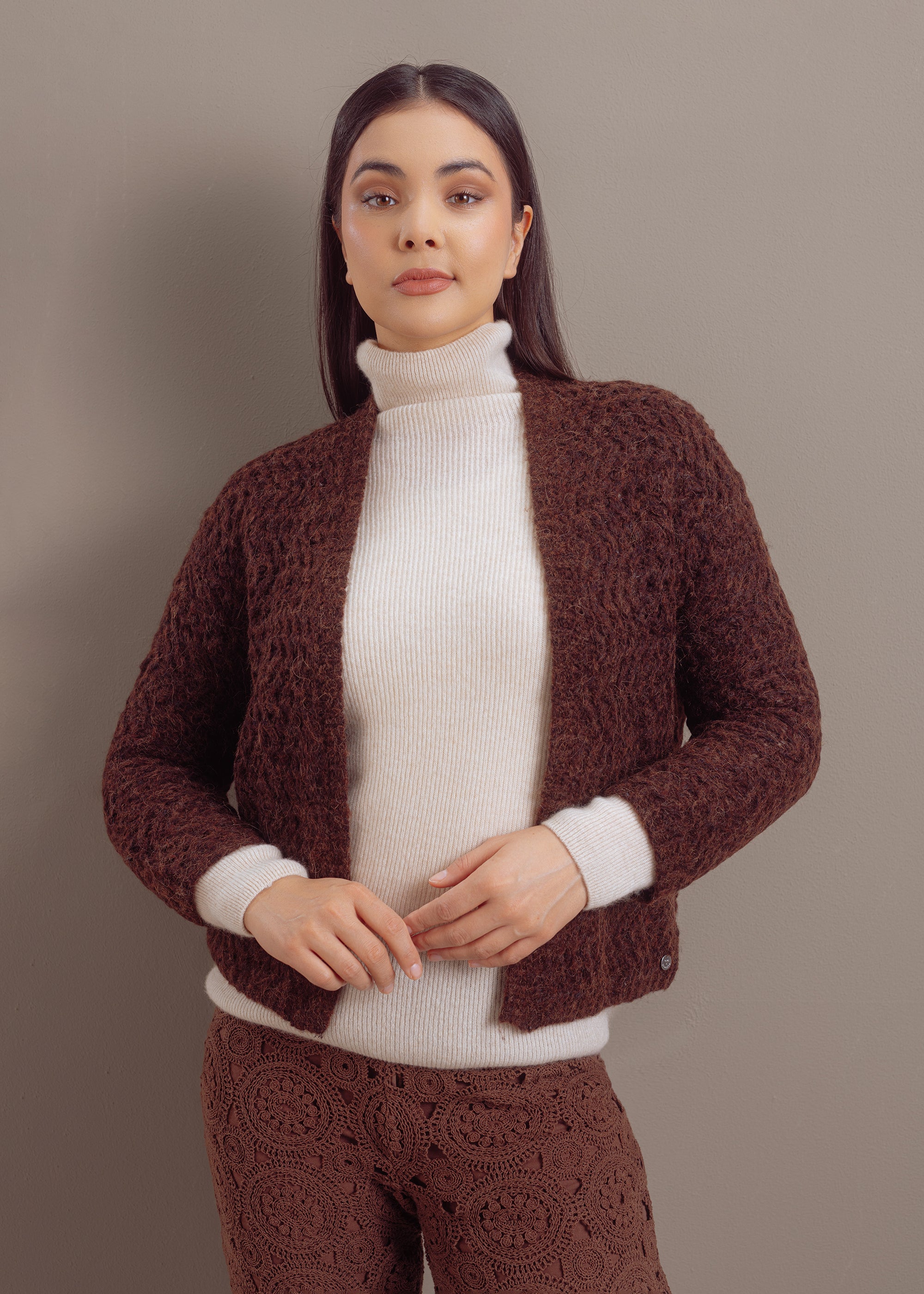 Strickjacke aus Woll-Alpaka-Mix