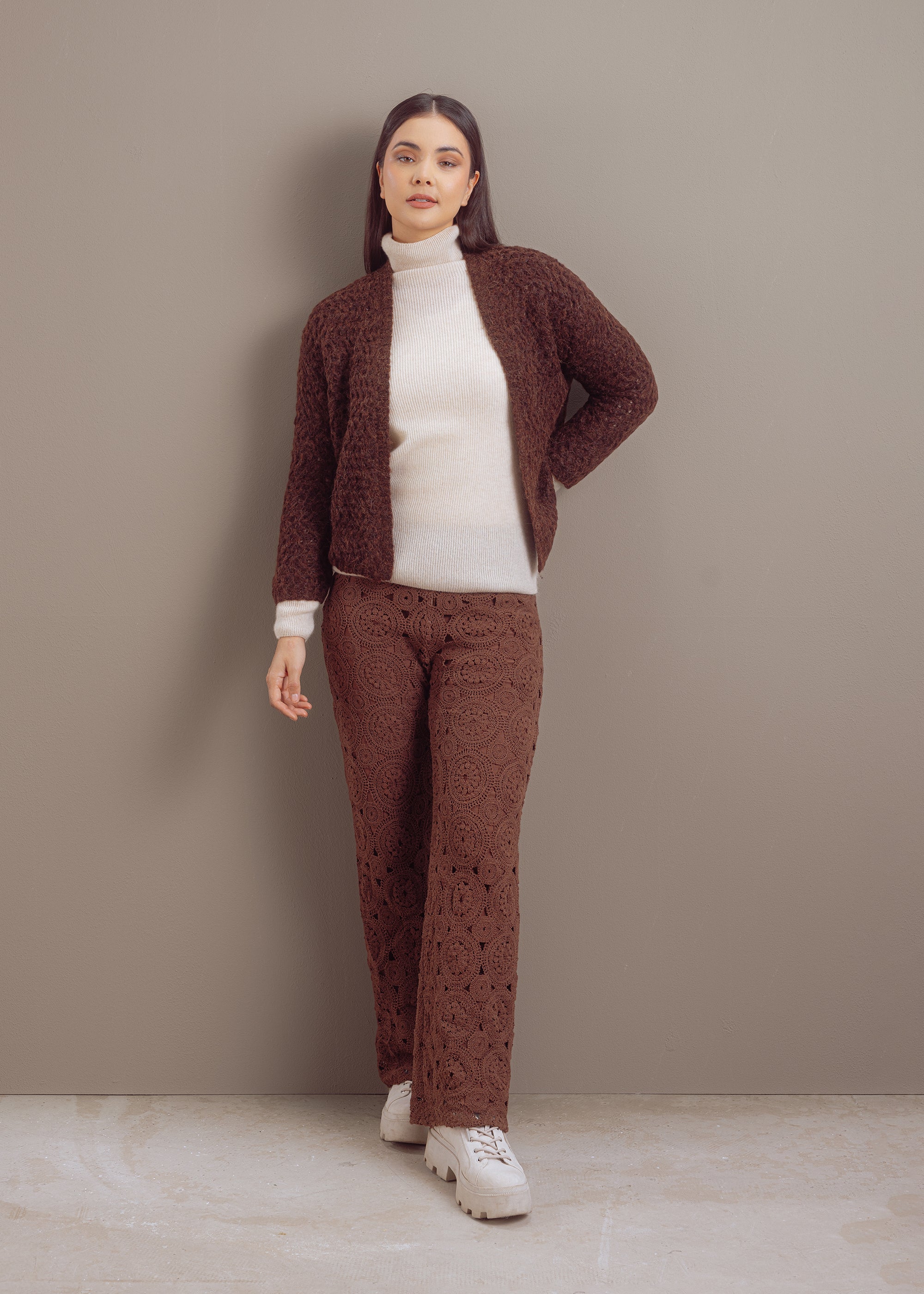 Strickjacke aus Woll-Alpaka-Mix