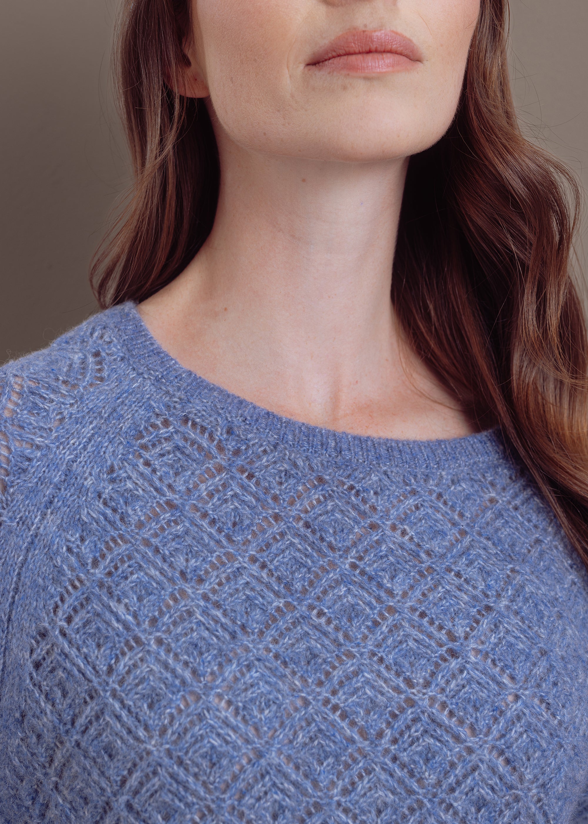 Kurzärmeliger Pullover aus Wolle-Baumwolle-Mix