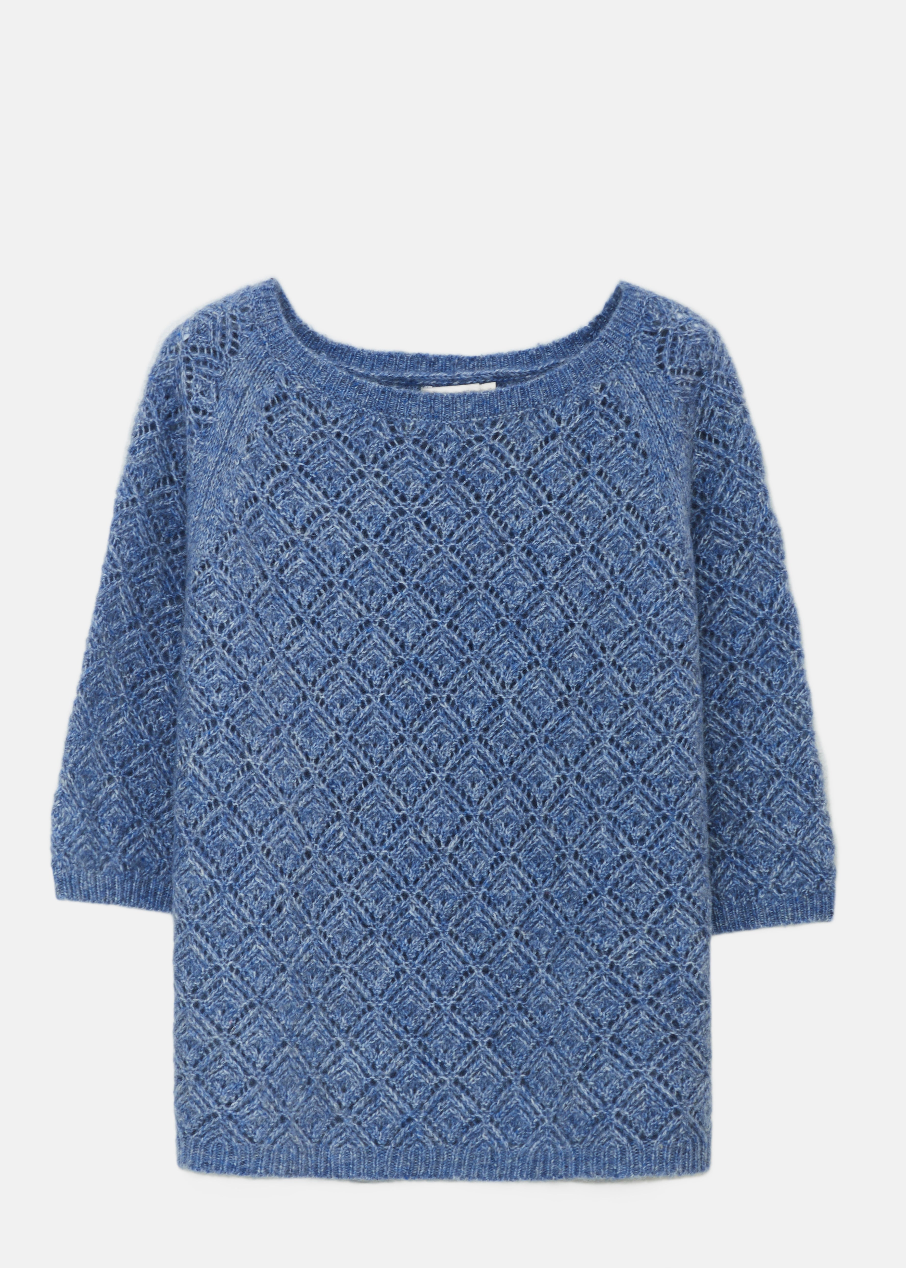 Kurzärmeliger Pullover aus Wolle-Baumwolle-Mix