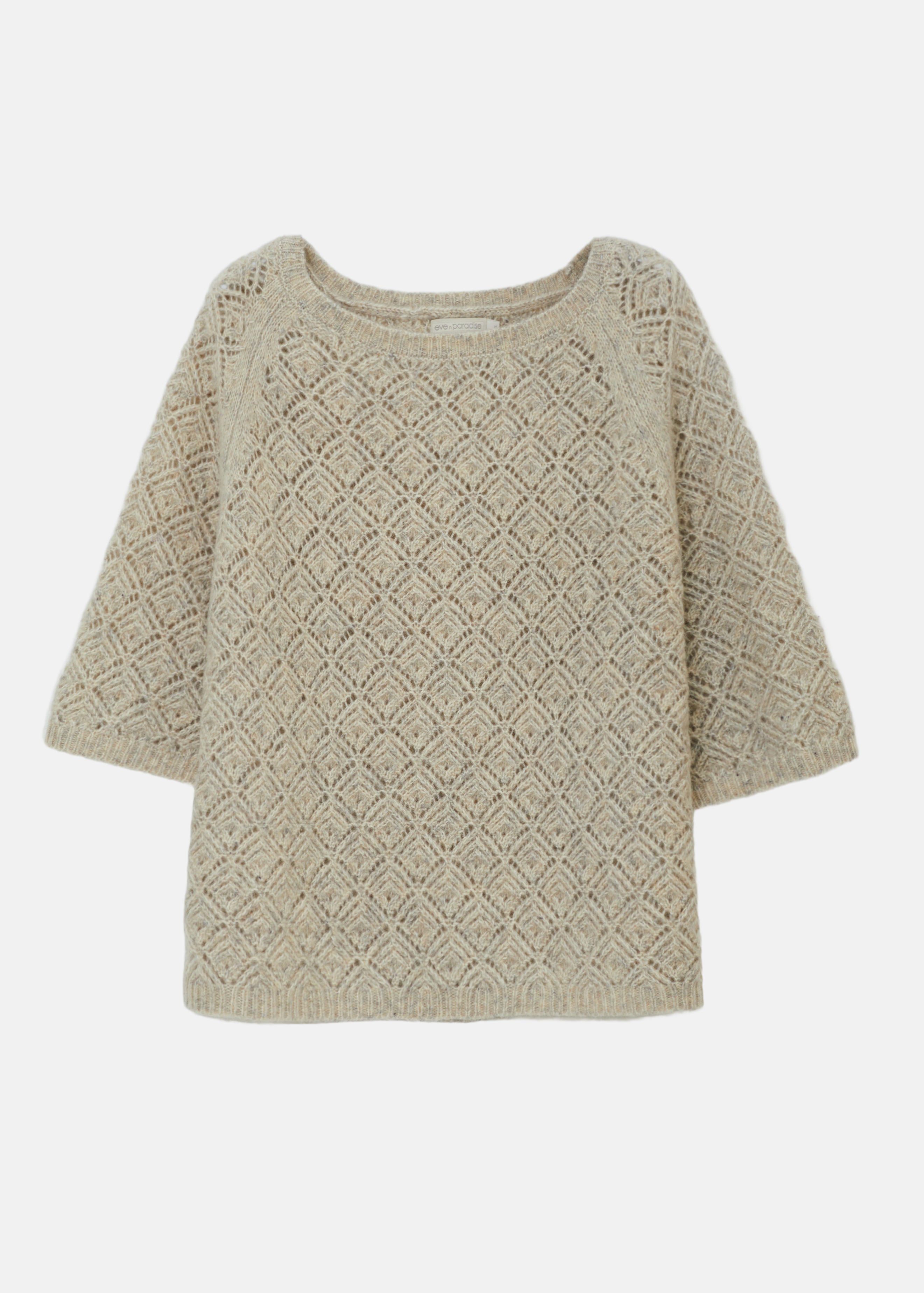Kurzärmeliger Pullover aus Wolle-Baumwolle-Mix