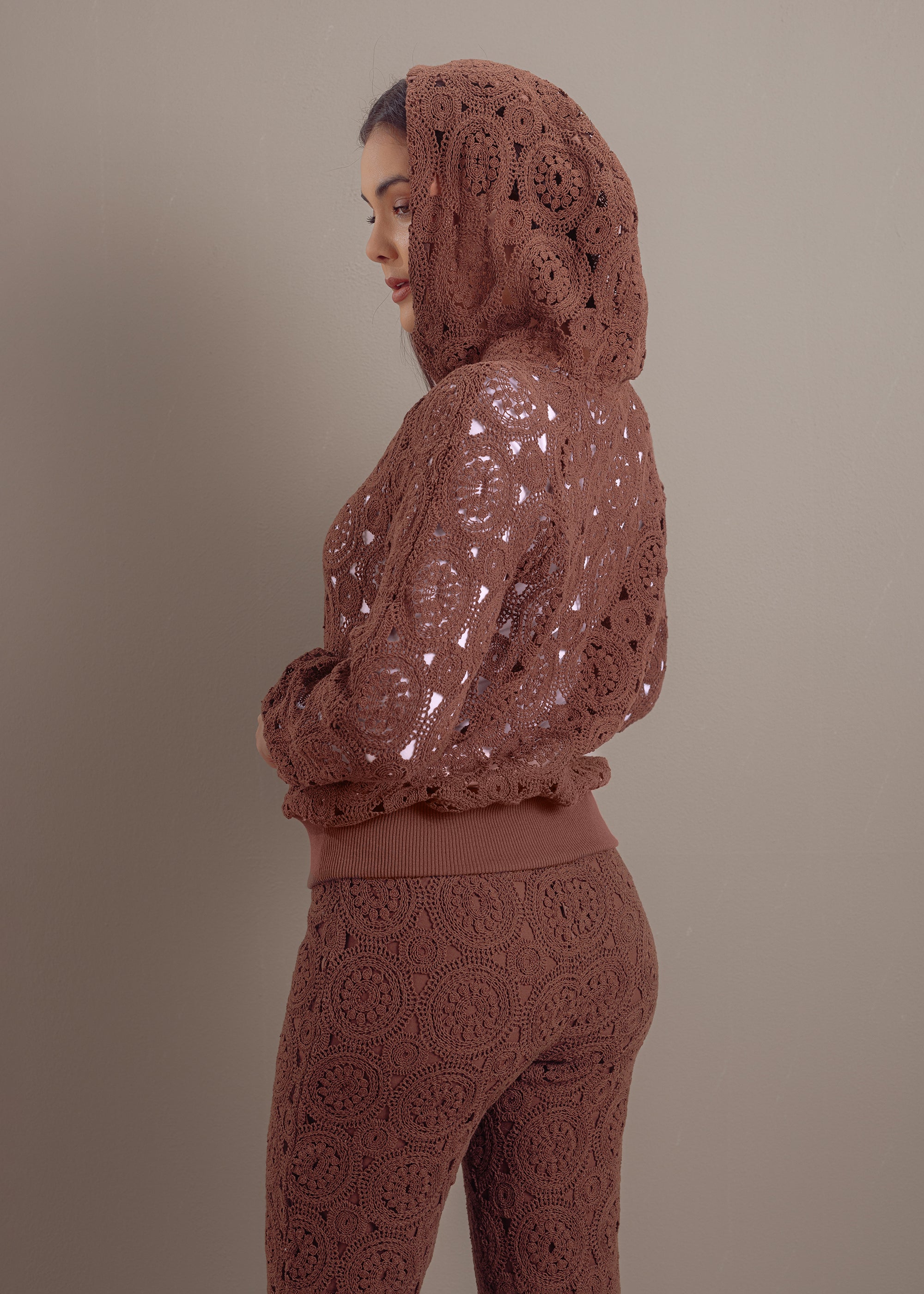 Häkel-Zipper-Hoodie aus reiner Baumwolle