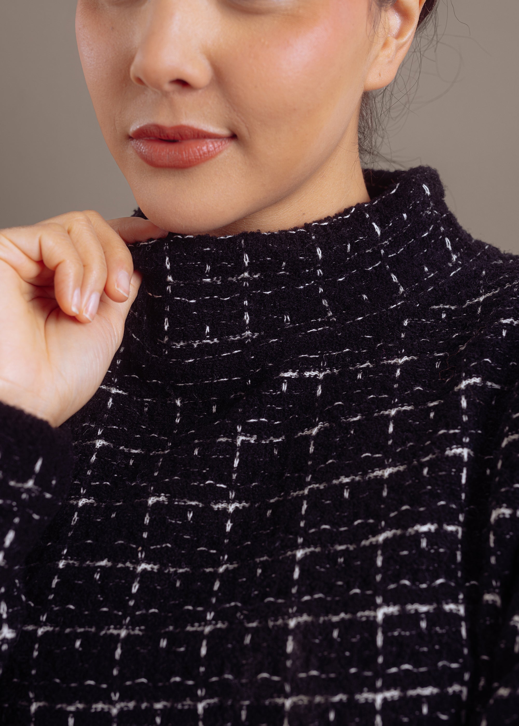 Pullover in Bouclé-Optik aus Woll-Baumwoll-Kaschmir-Mix
