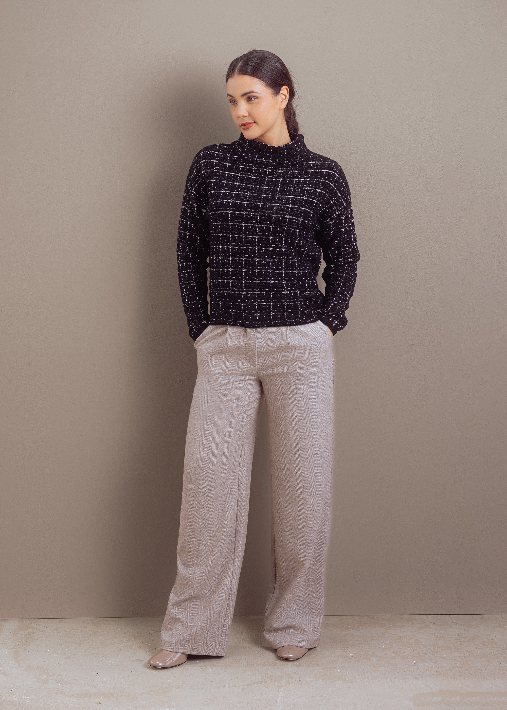 Pullover in Bouclé-Optik aus Woll-Baumwoll-Kaschmir-Mix