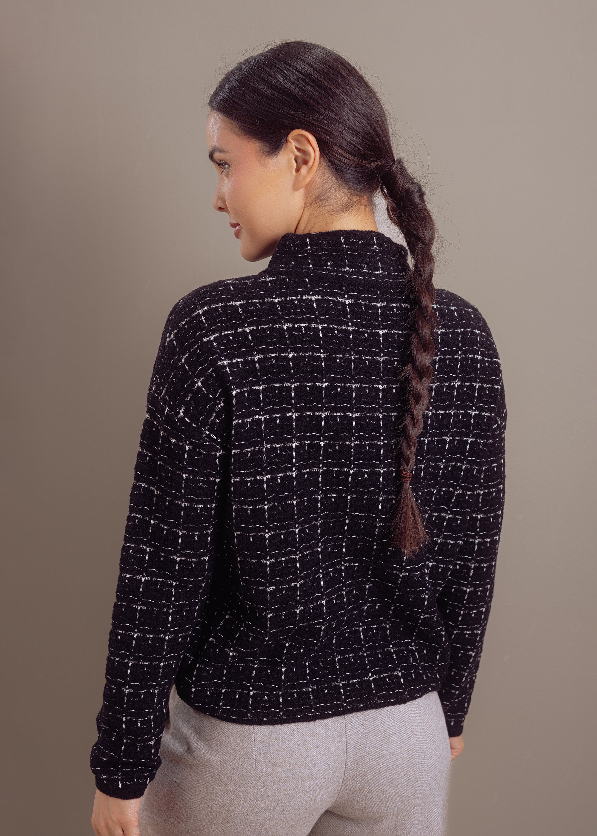 Pullover in Bouclé-Optik aus Woll-Baumwoll-Kaschmir-Mix