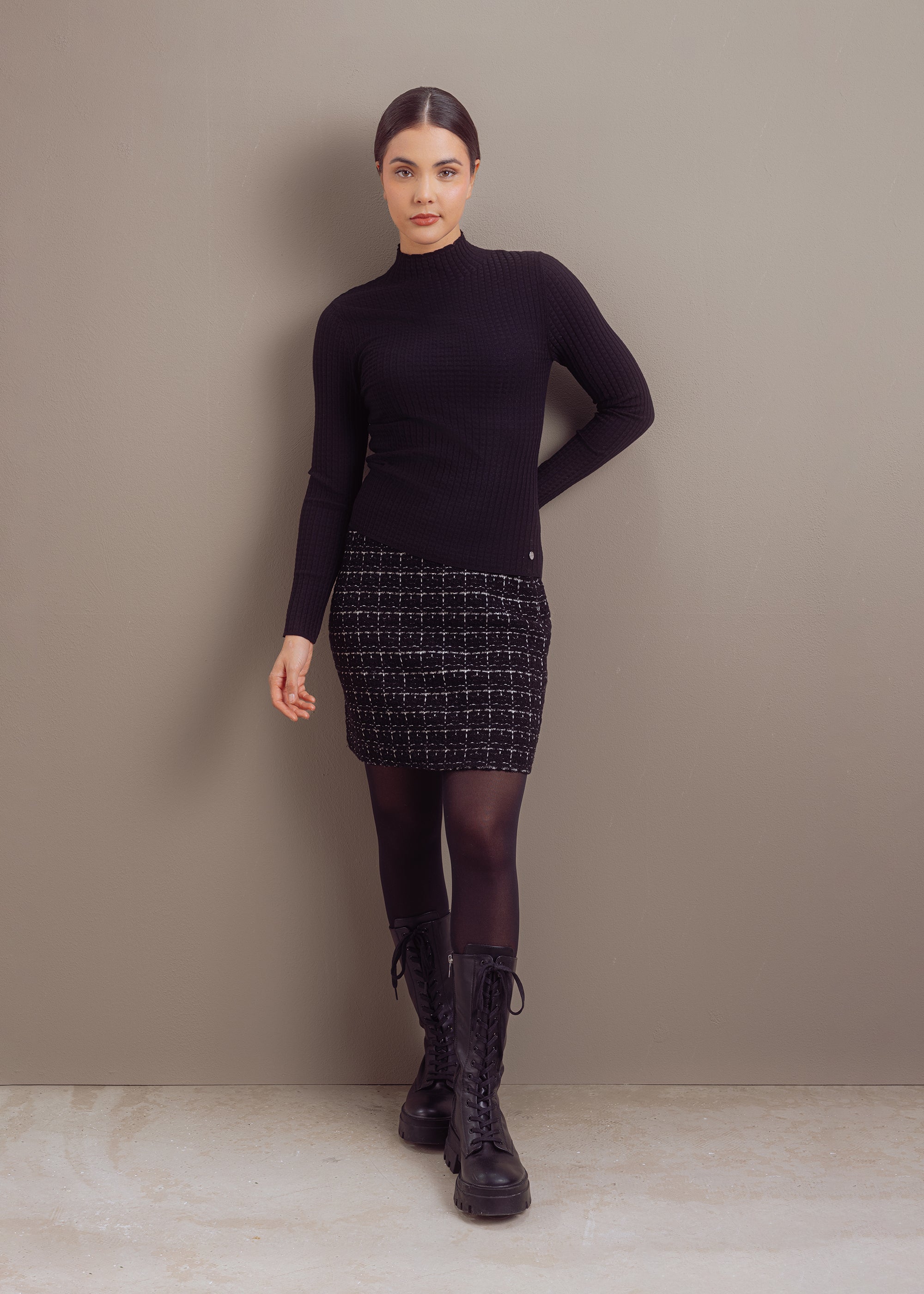 Stehkragenpullover aus Baumwoll-Mix