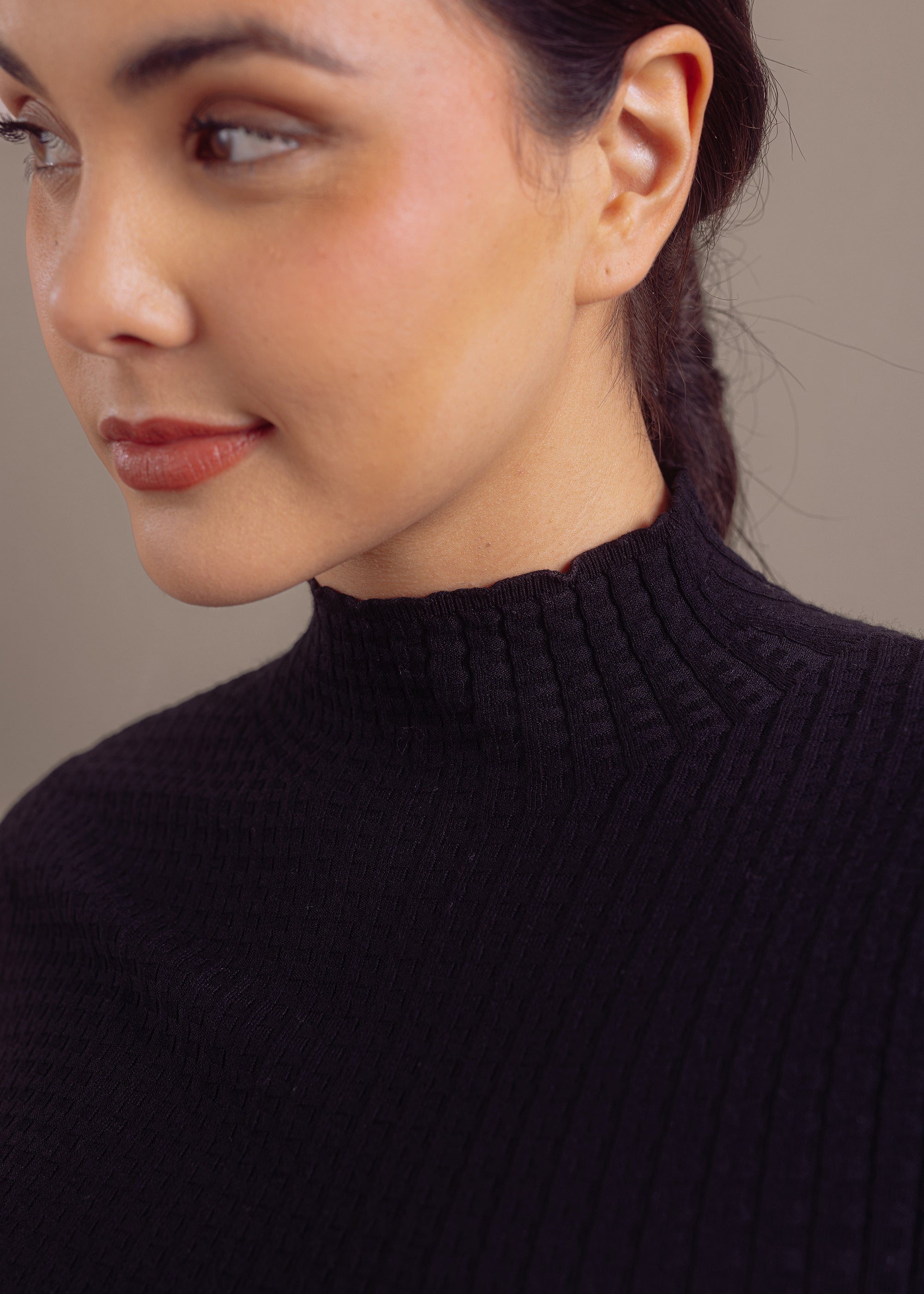 Stehkragenpullover aus Baumwoll-Mix