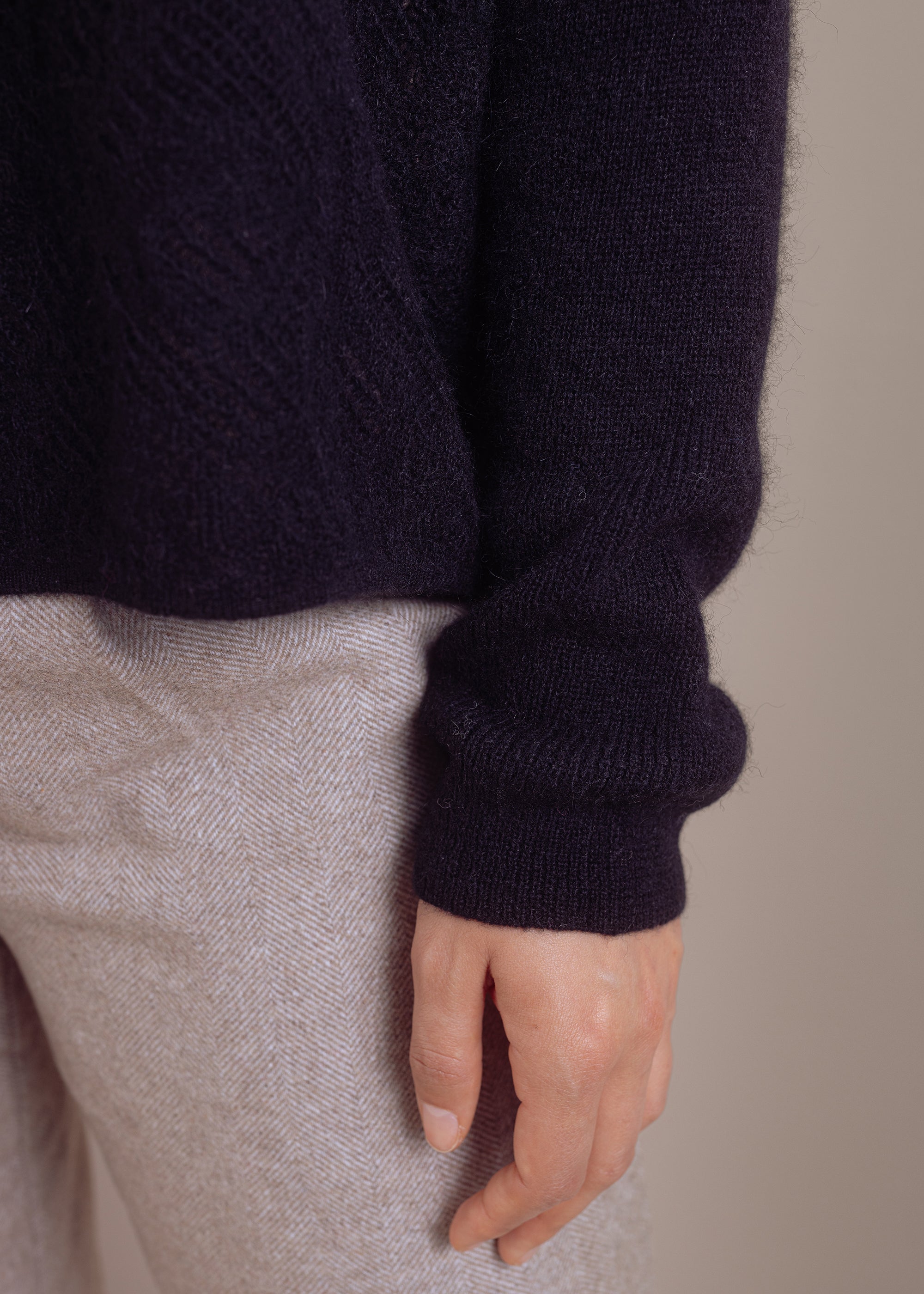 Pullover mit Allover-Struktur aus extrafeinem Alpaka-Merino-Mix