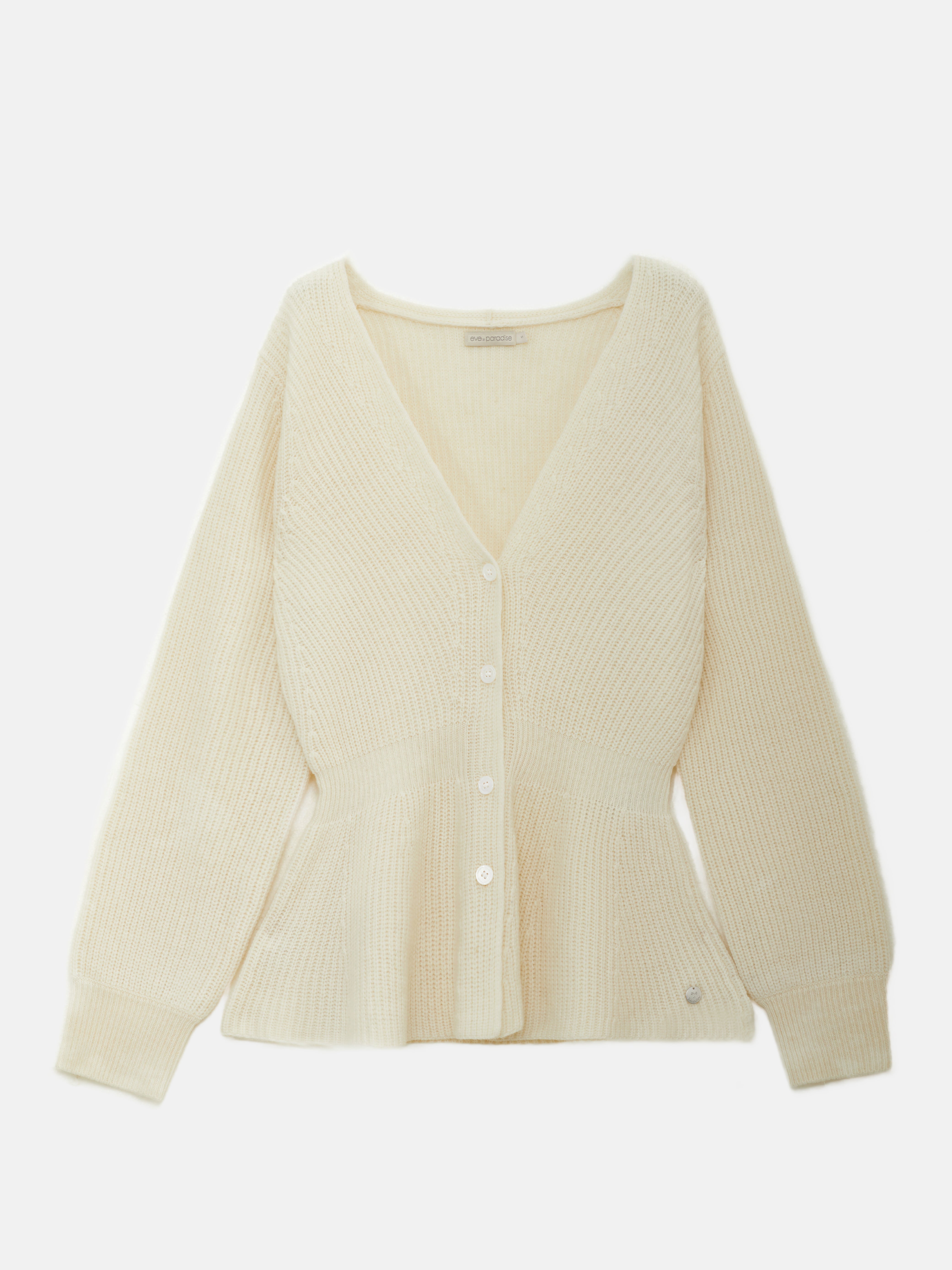 Wool cardigan with peplum