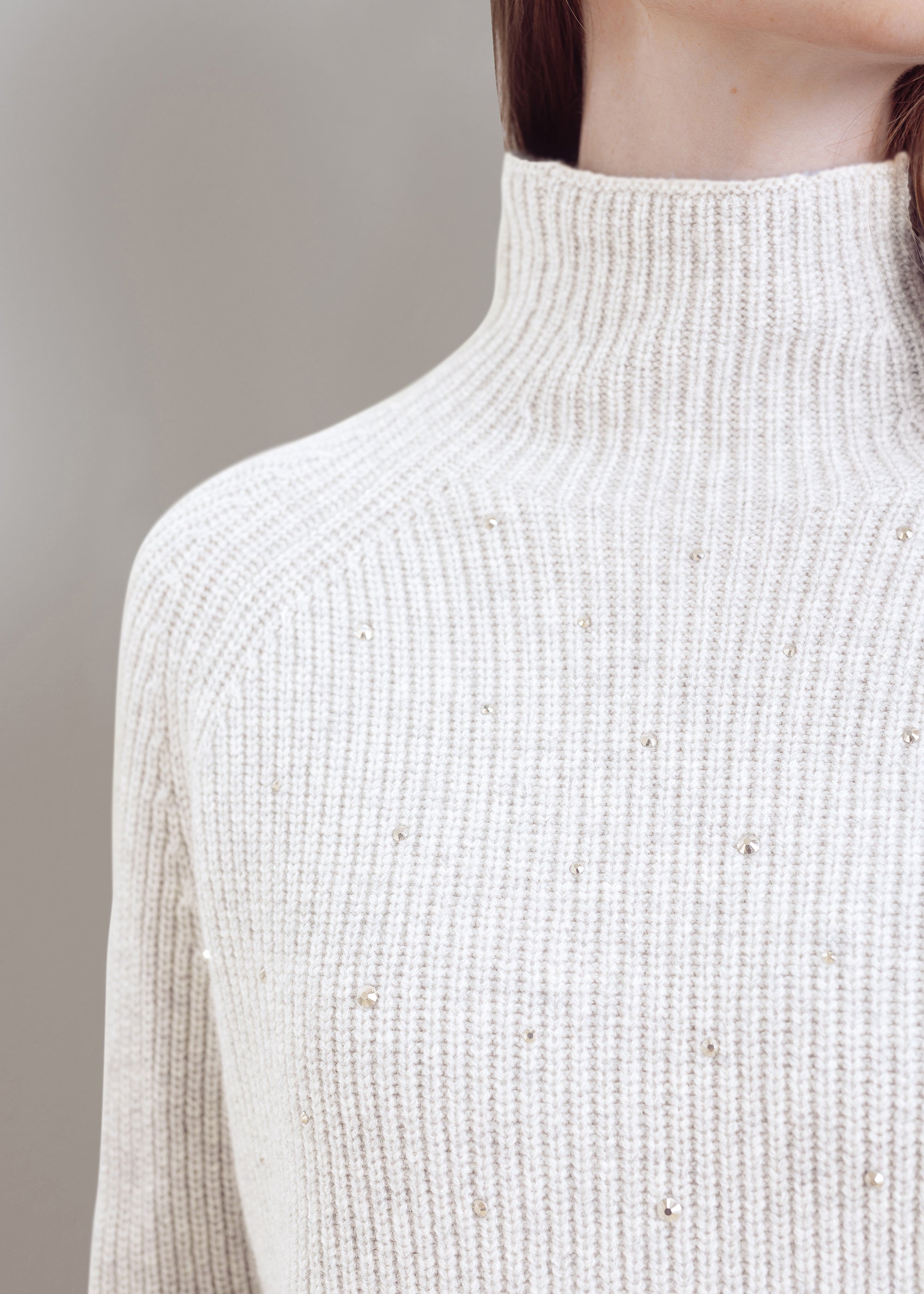 Wool turtleneck sweater with glitter detail