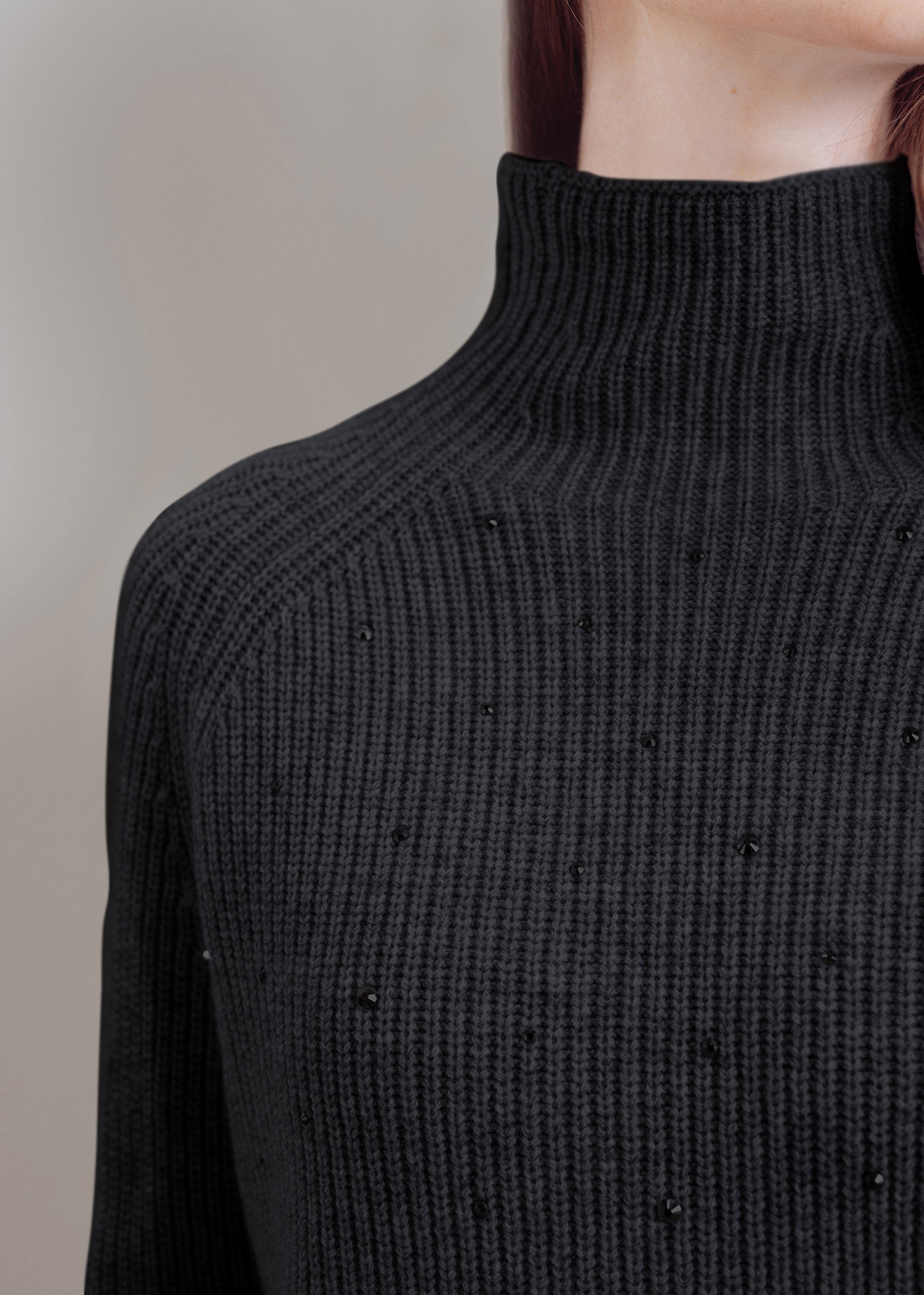 Wool turtleneck sweater with glitter detail