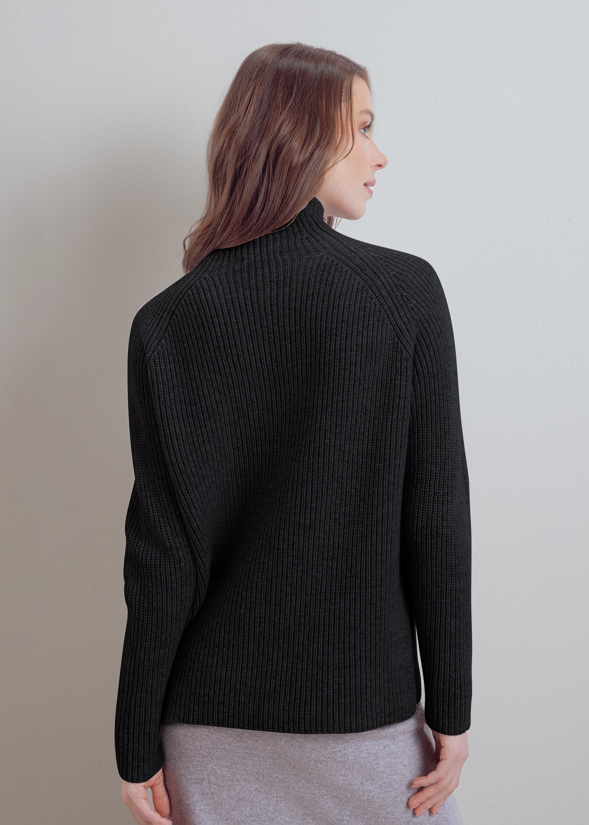 Wool turtleneck sweater with glitter detail