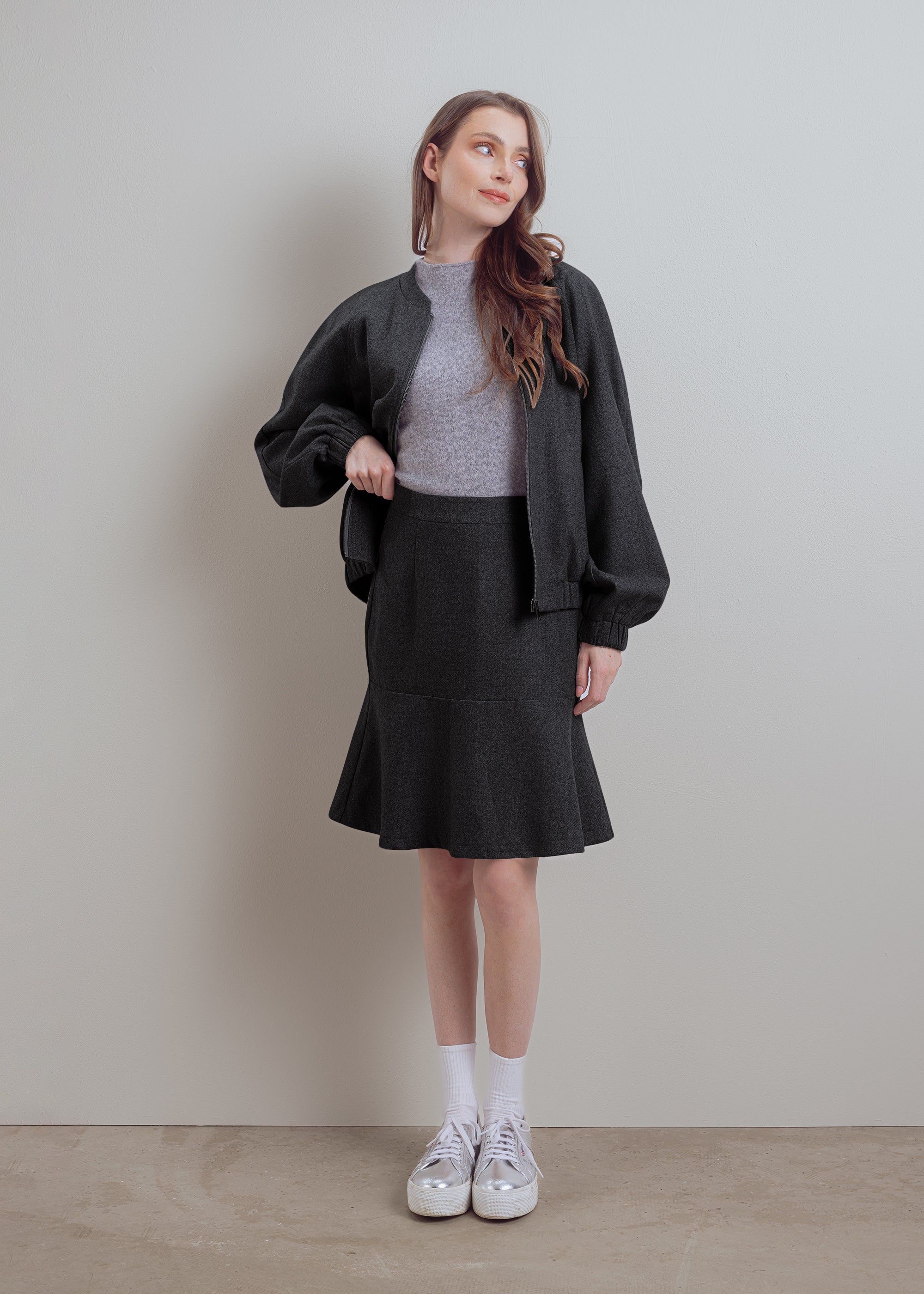 Wool-viscose blend miniskirt