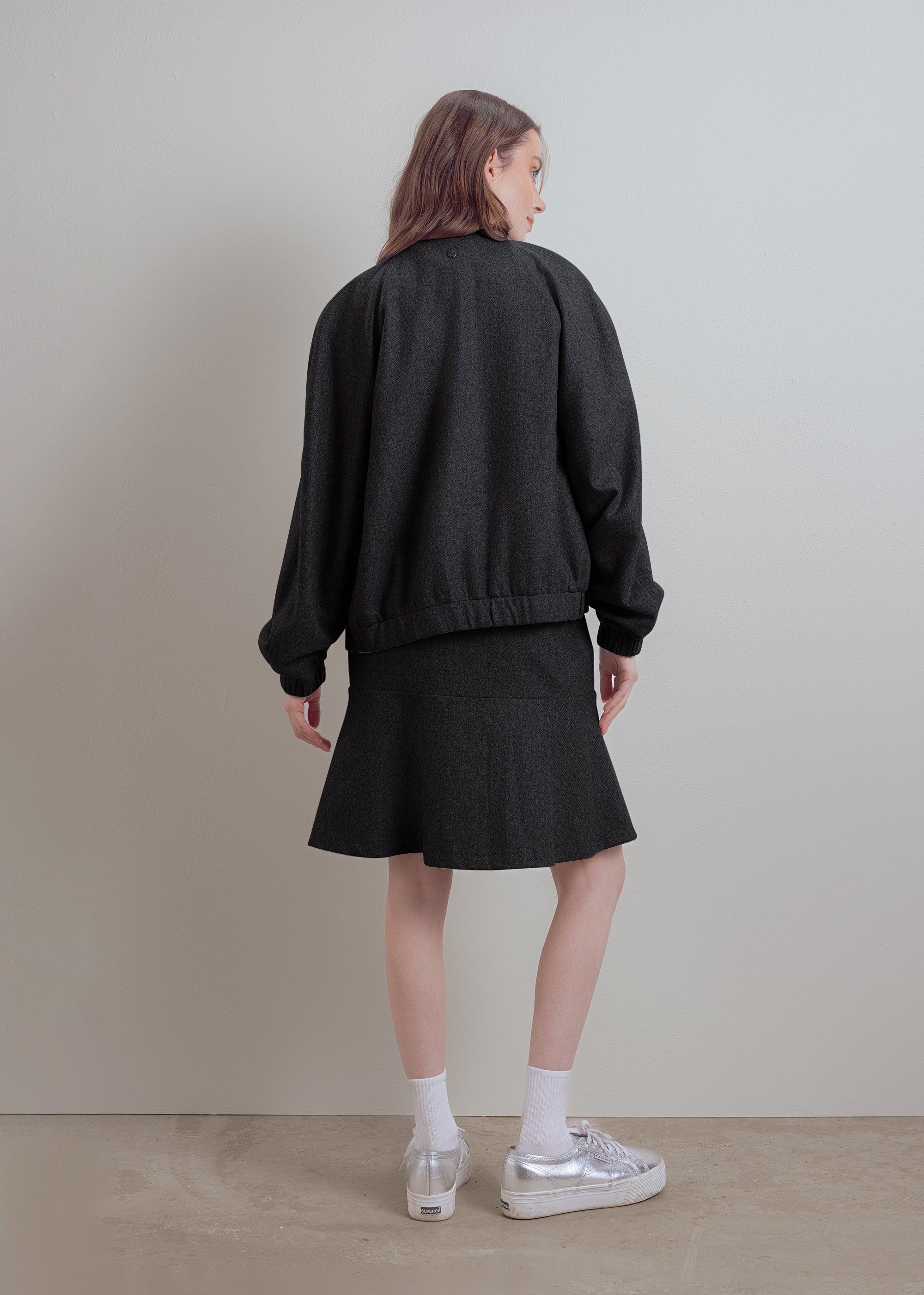 Wool-viscose blend miniskirt