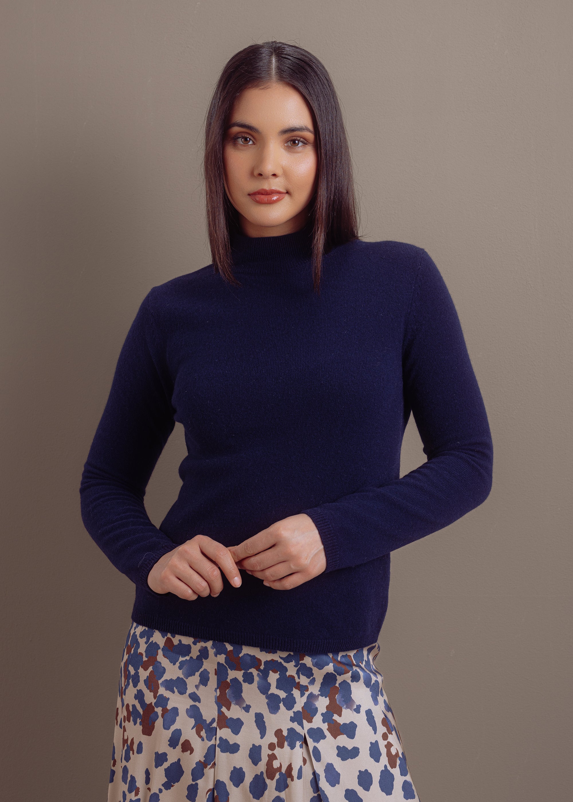 Feinstrick-Rollkragenpullover aus reiner Merinowolle