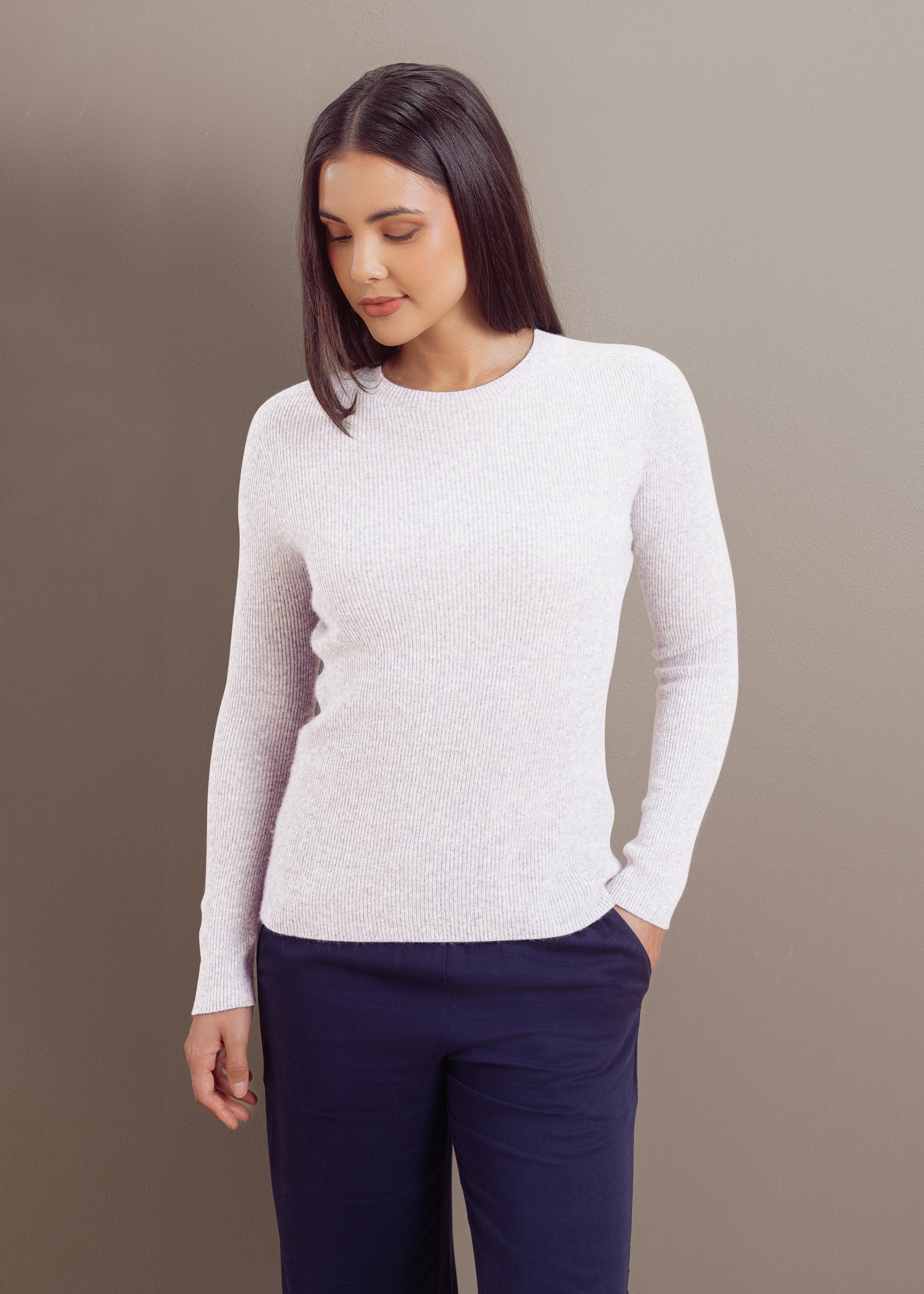 Kaschmirpullover mit Rundhalsausschnitt