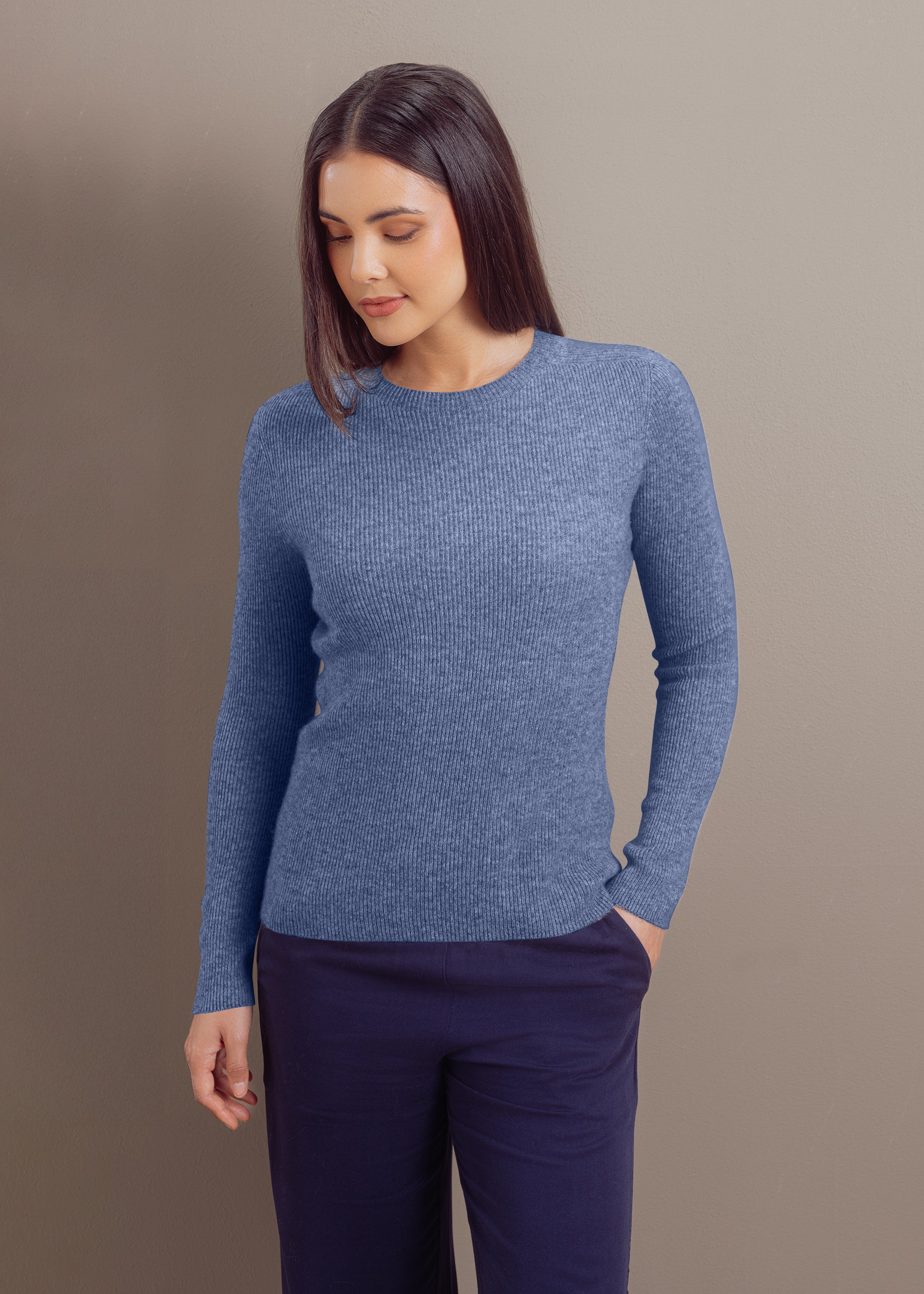 Kaschmirpullover mit Rundhalsausschnitt