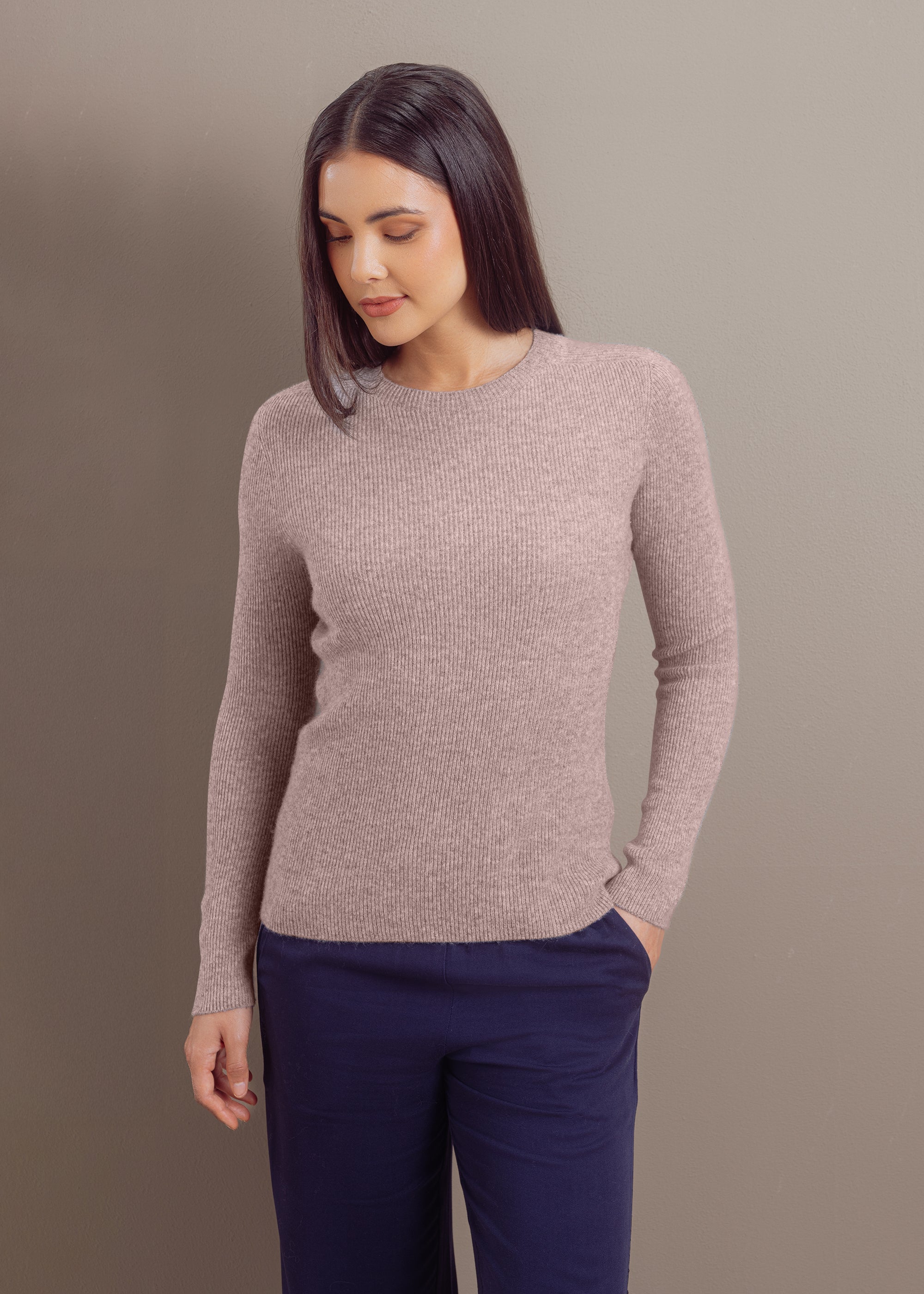 Kaschmirpullover mit Rundhalsausschnitt