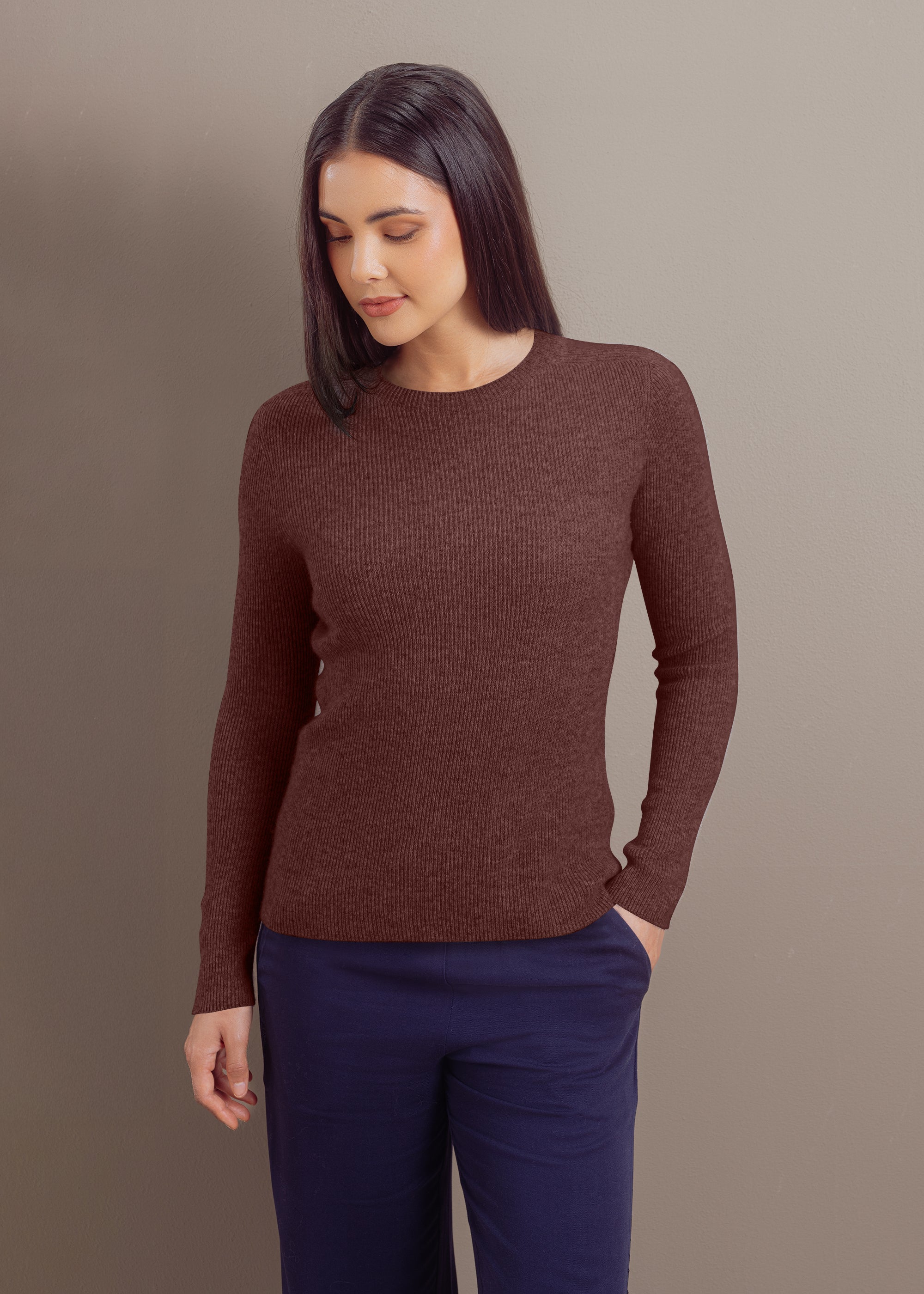 Kaschmirpullover mit Rundhalsausschnitt
