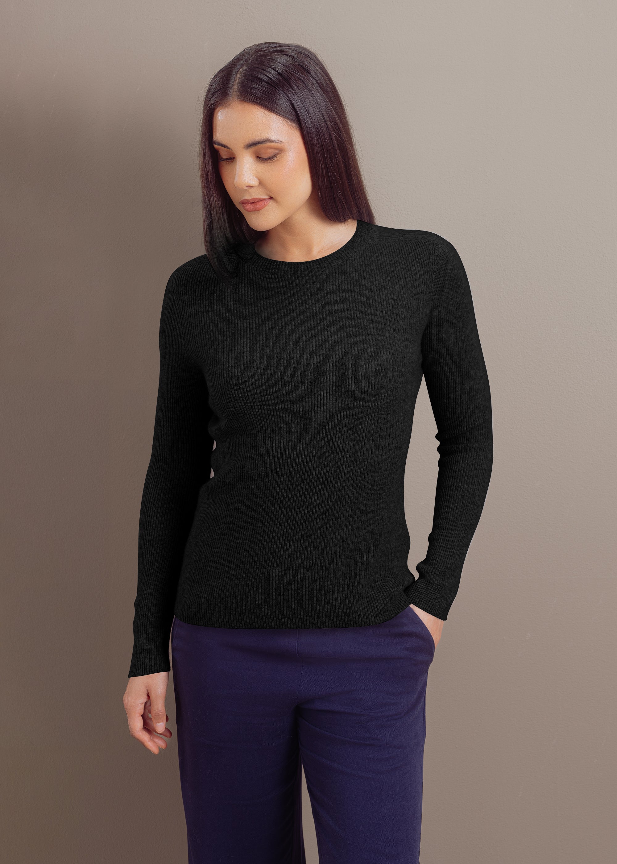 Kaschmirpullover mit Rundhalsausschnitt