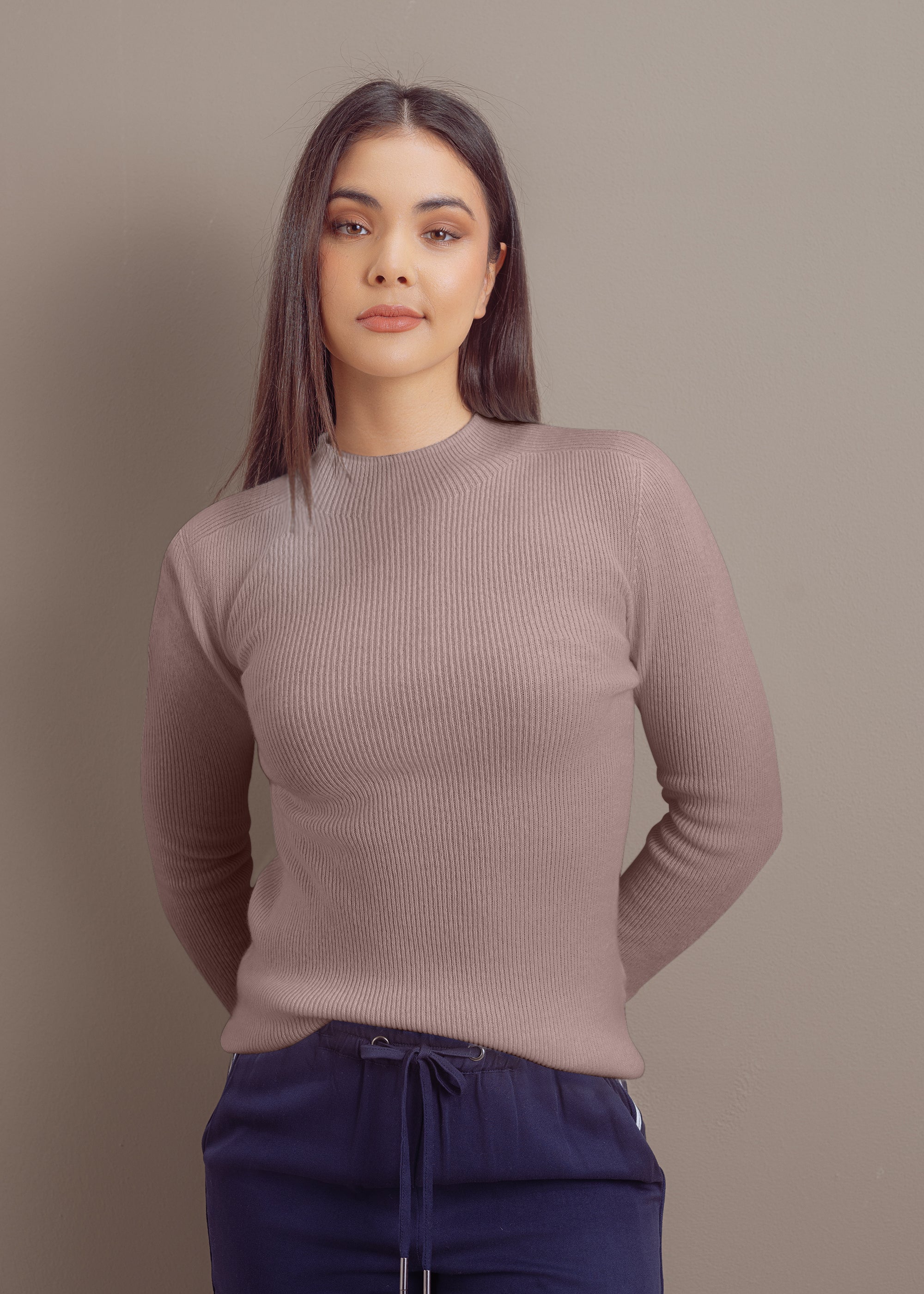 Kaschmirpullover mit Stehkragen