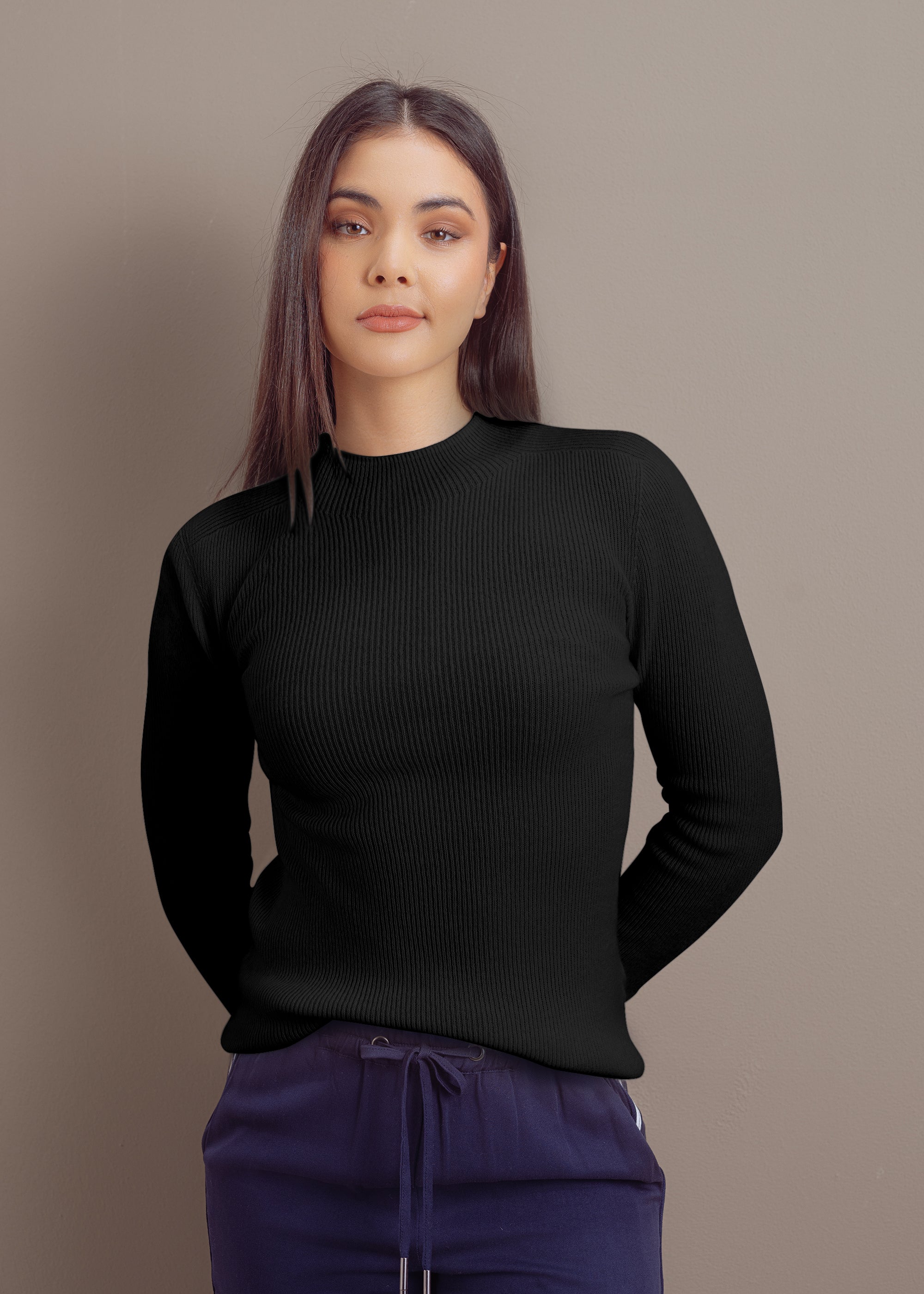 Kaschmirpullover mit Stehkragen