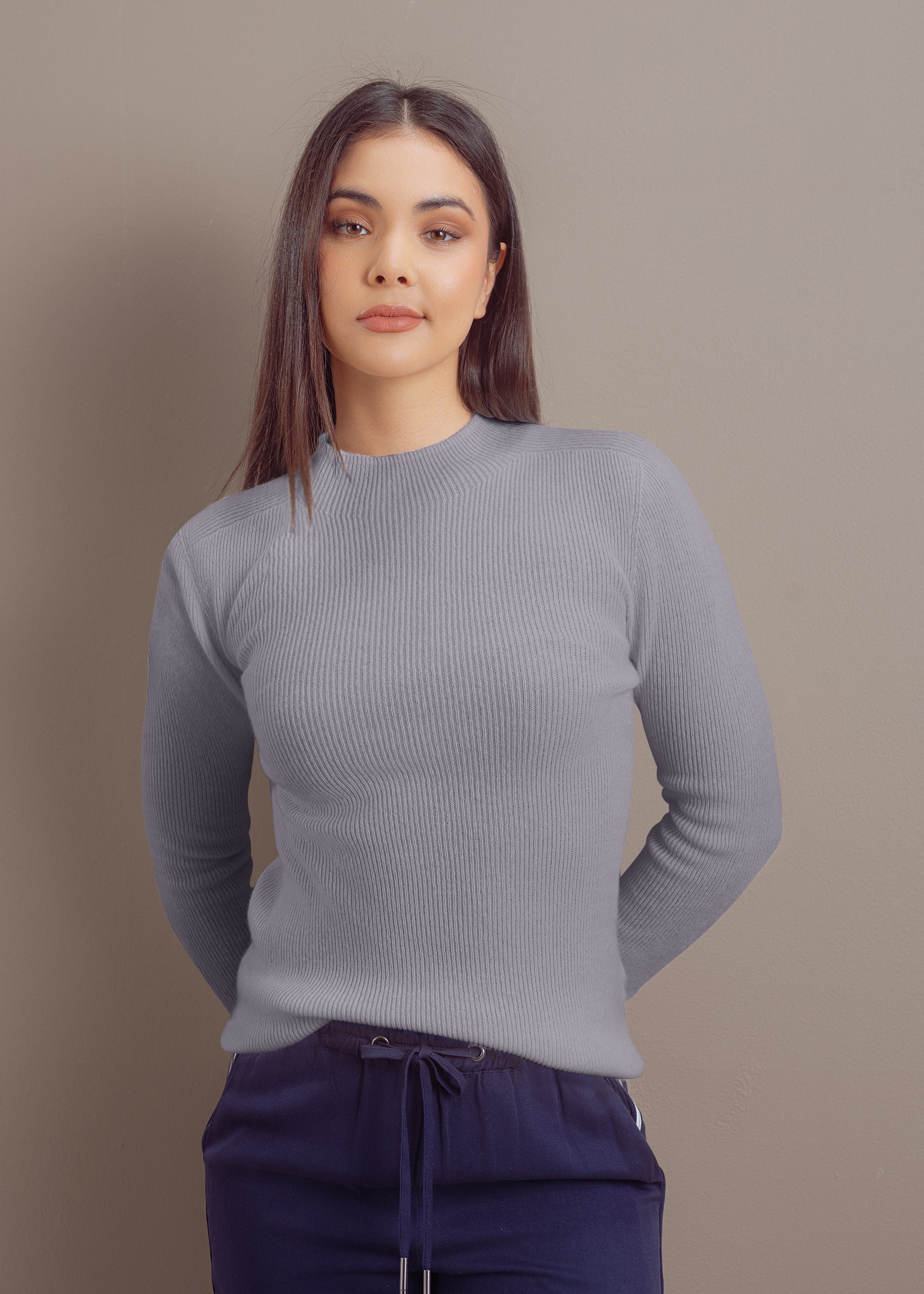 Kaschmirpullover mit Stehkragen