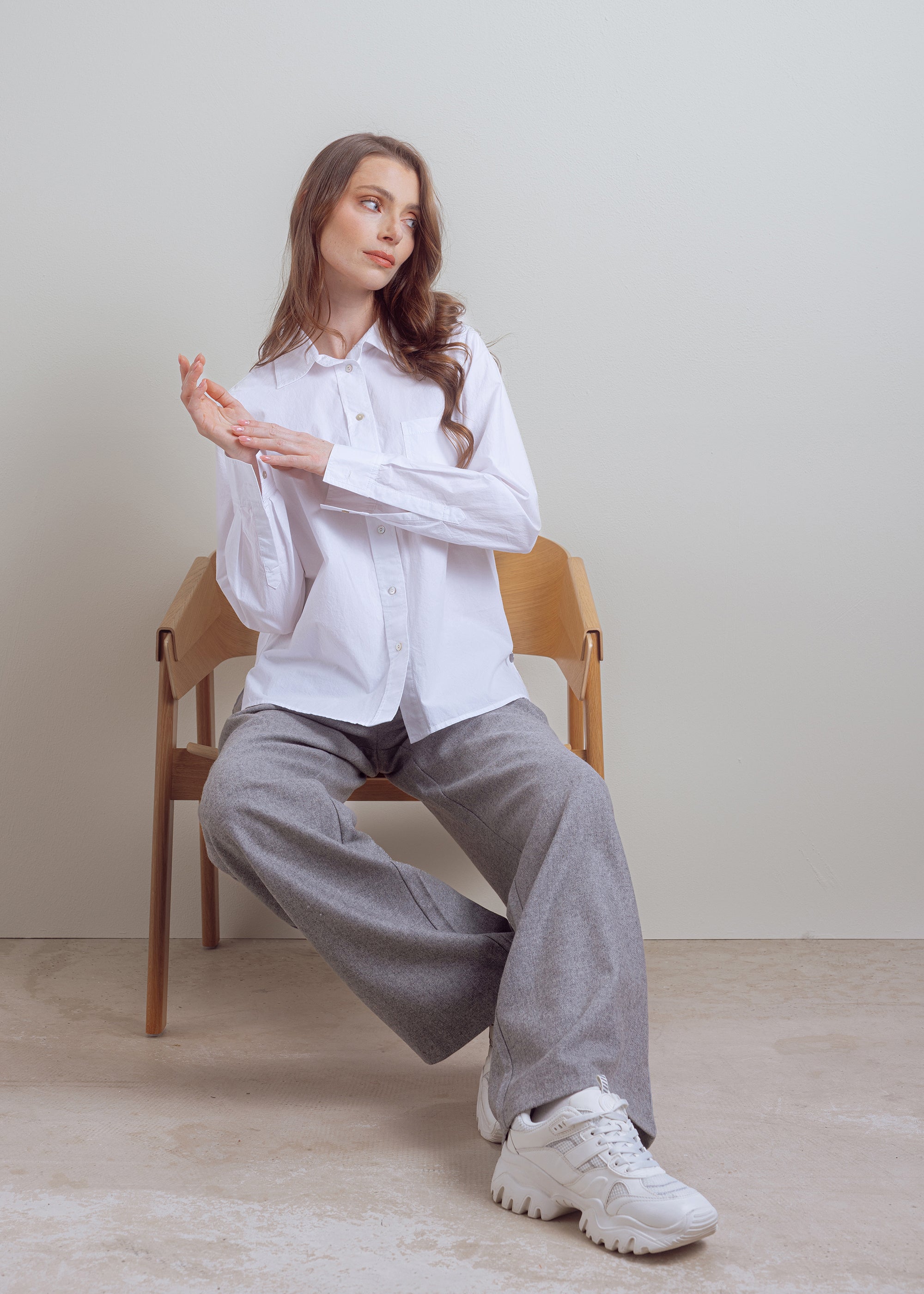 Baumwoll-Hemdbluse mit Brusttasche