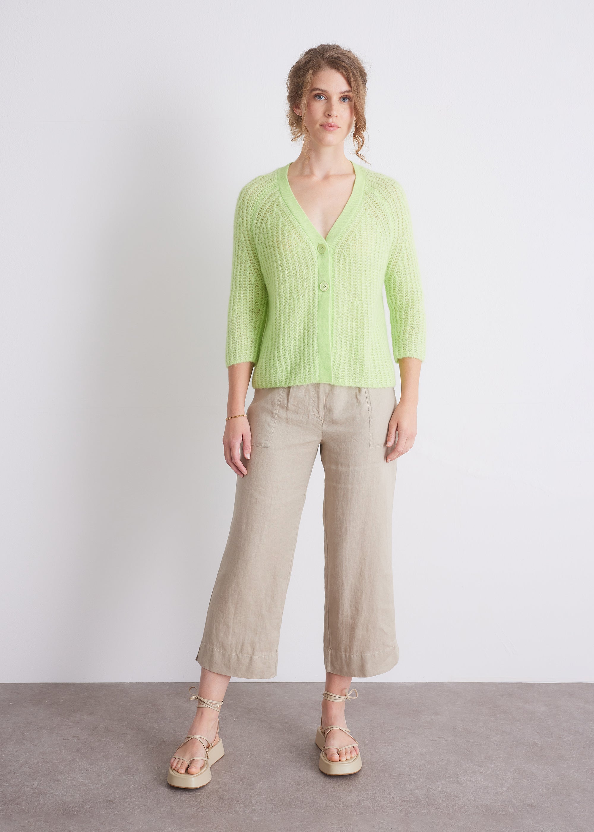 Strukturstrick-Cardigan aus Alpakamix