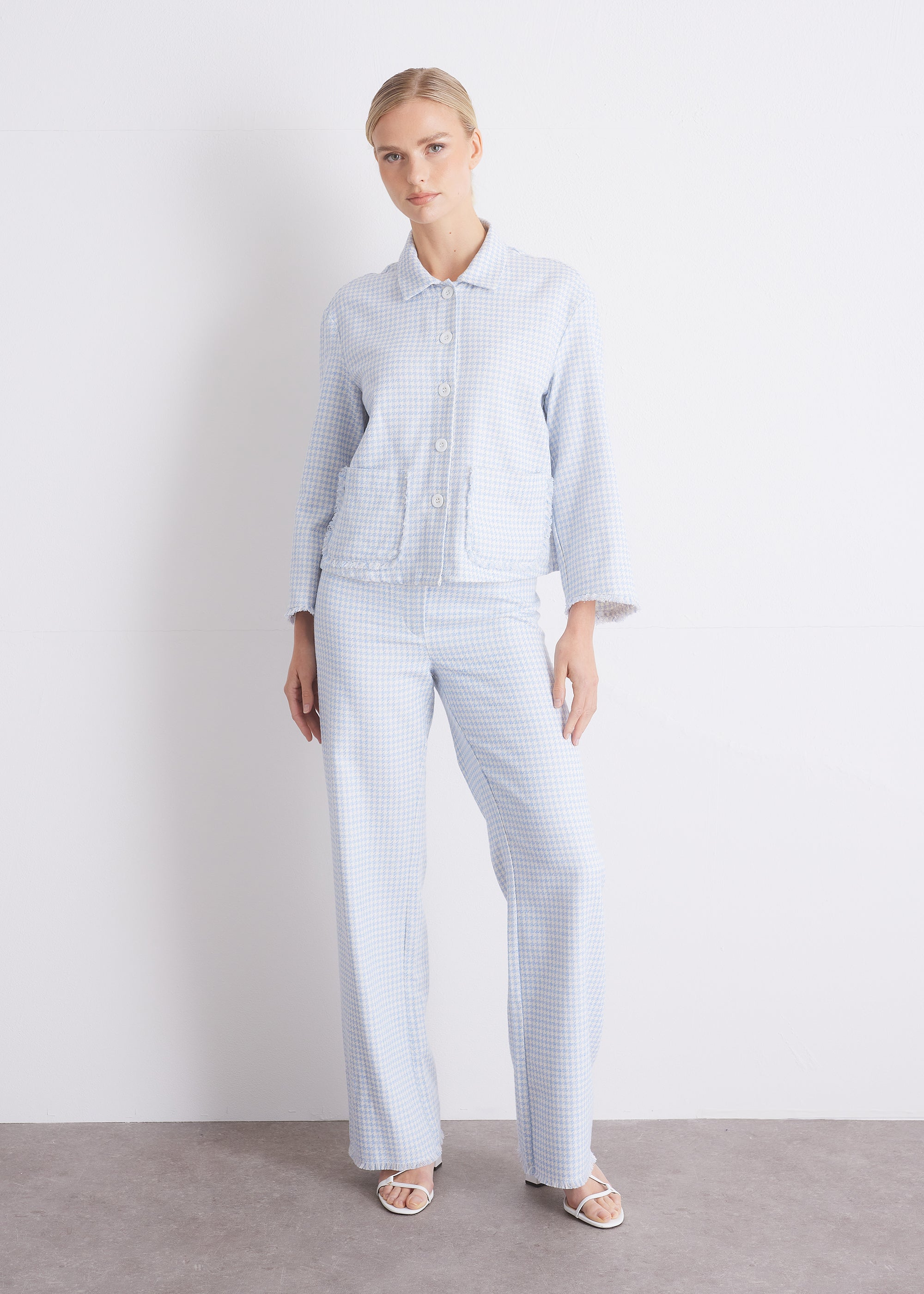 Gerade Hose aus Baumwoll-Hanf-Mischung