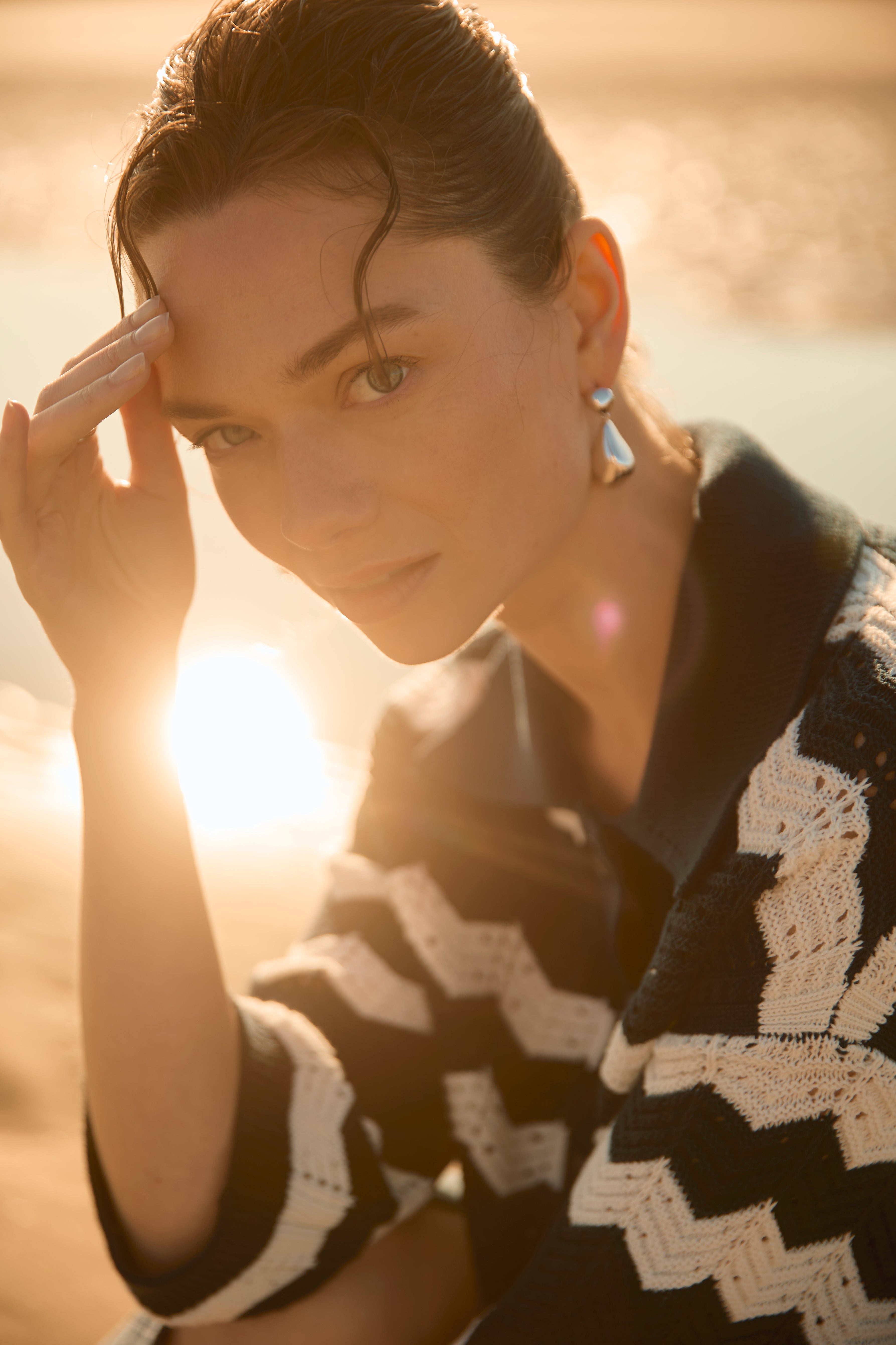 Strickcardigan mit Kragen und Zickzackmuster