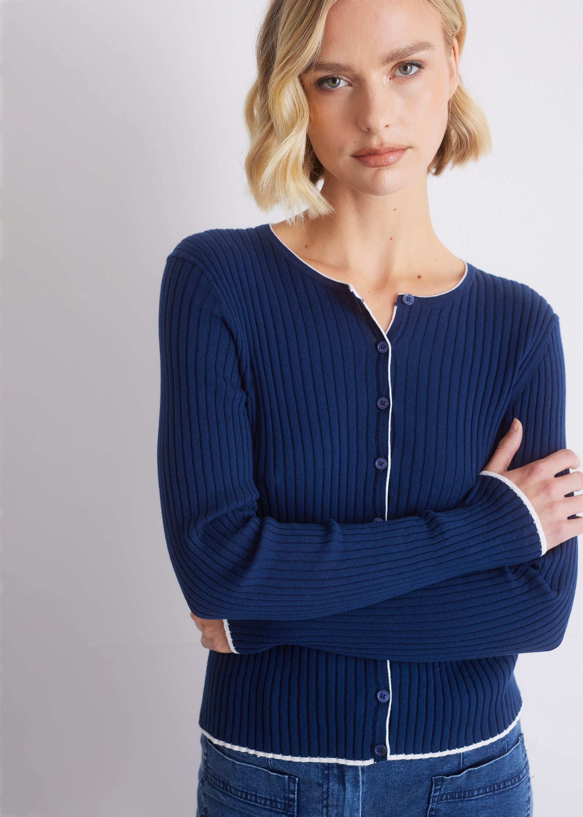 Rippstrick-Cardigan aus 100 % GOTS-zertifizierter Baumwolle