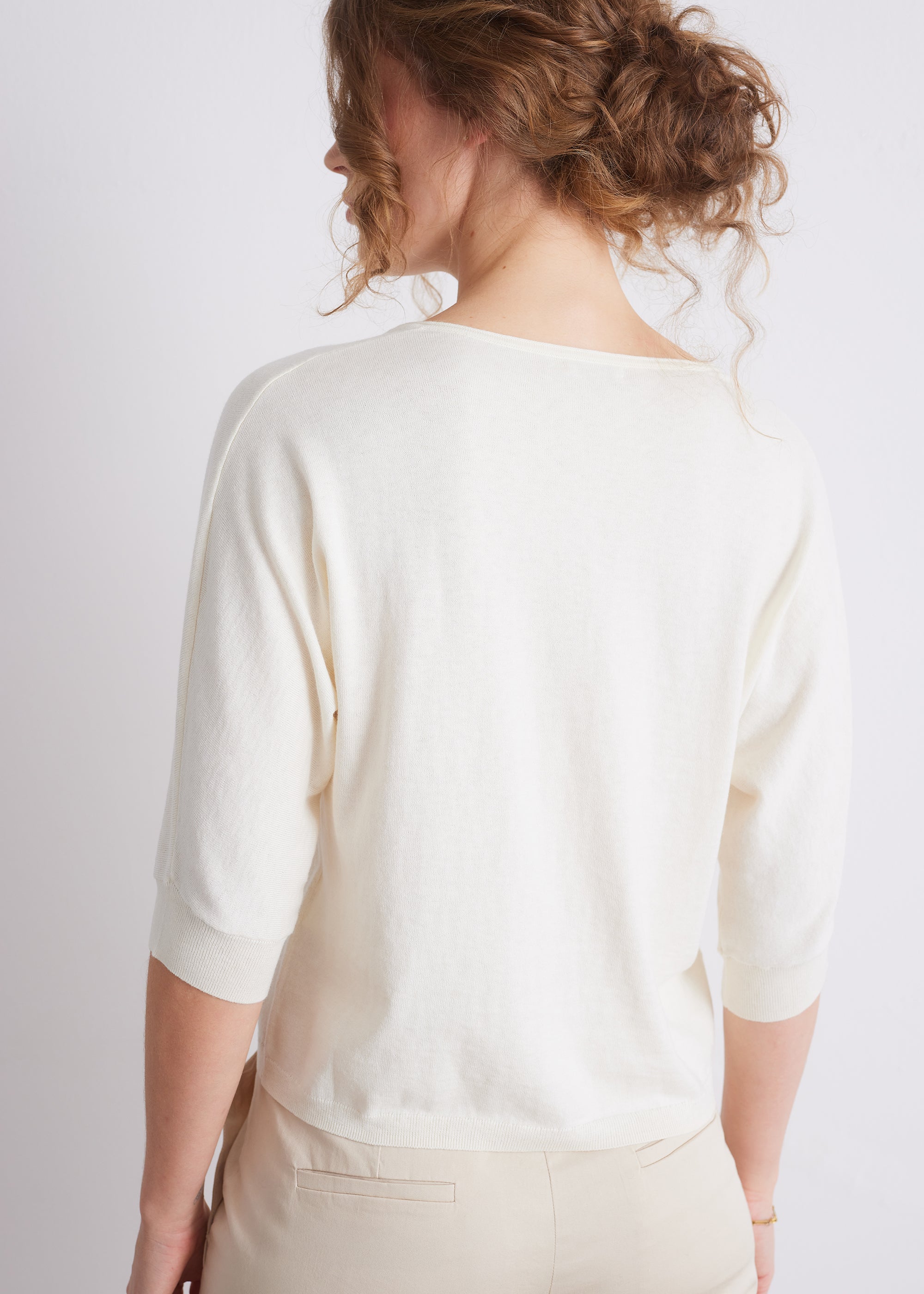 V-Ausschnitt-Pullover aus Baumwoll-Kaschmir-Mix