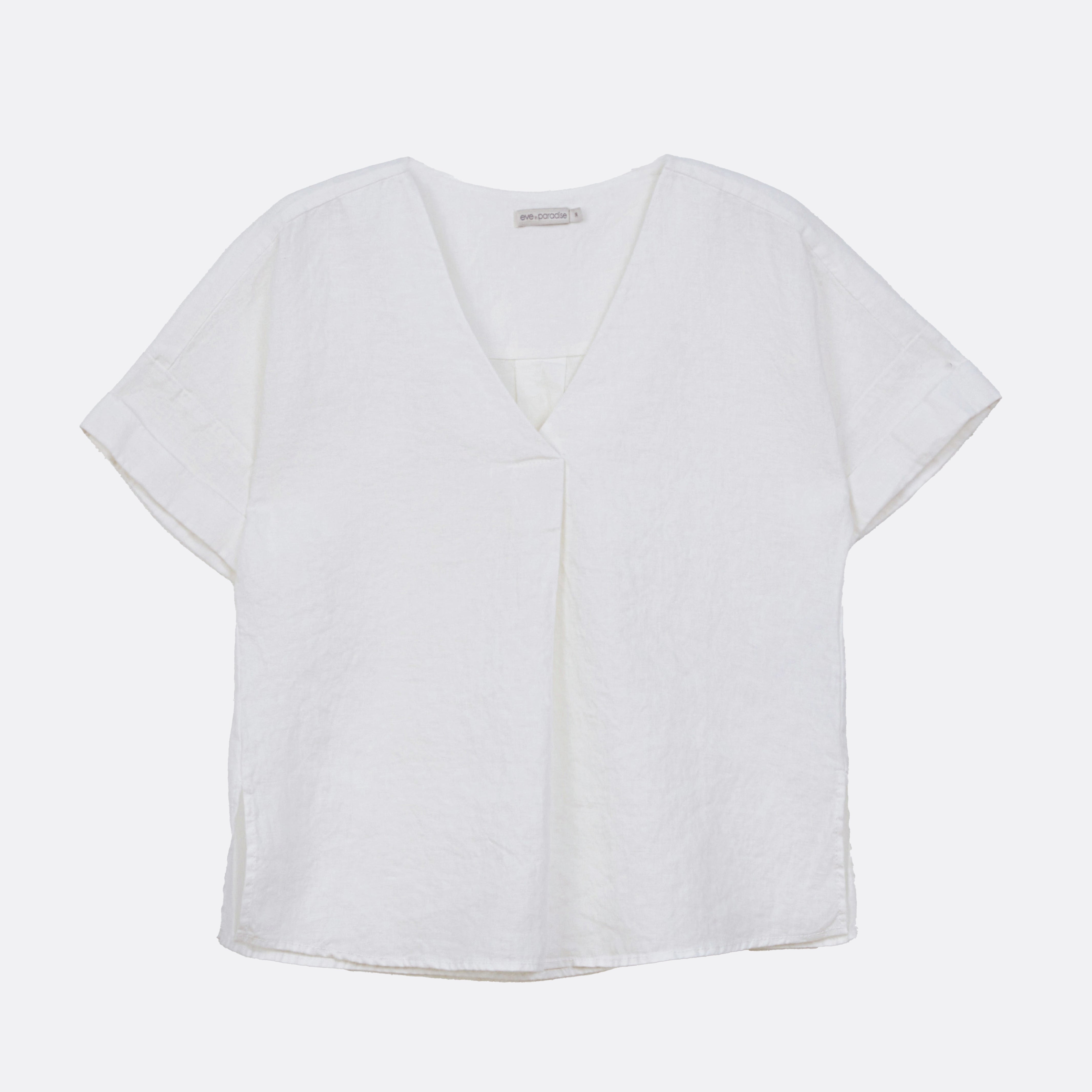 Leinenbluse mit V-Ausschnitt aus reinem Leinen