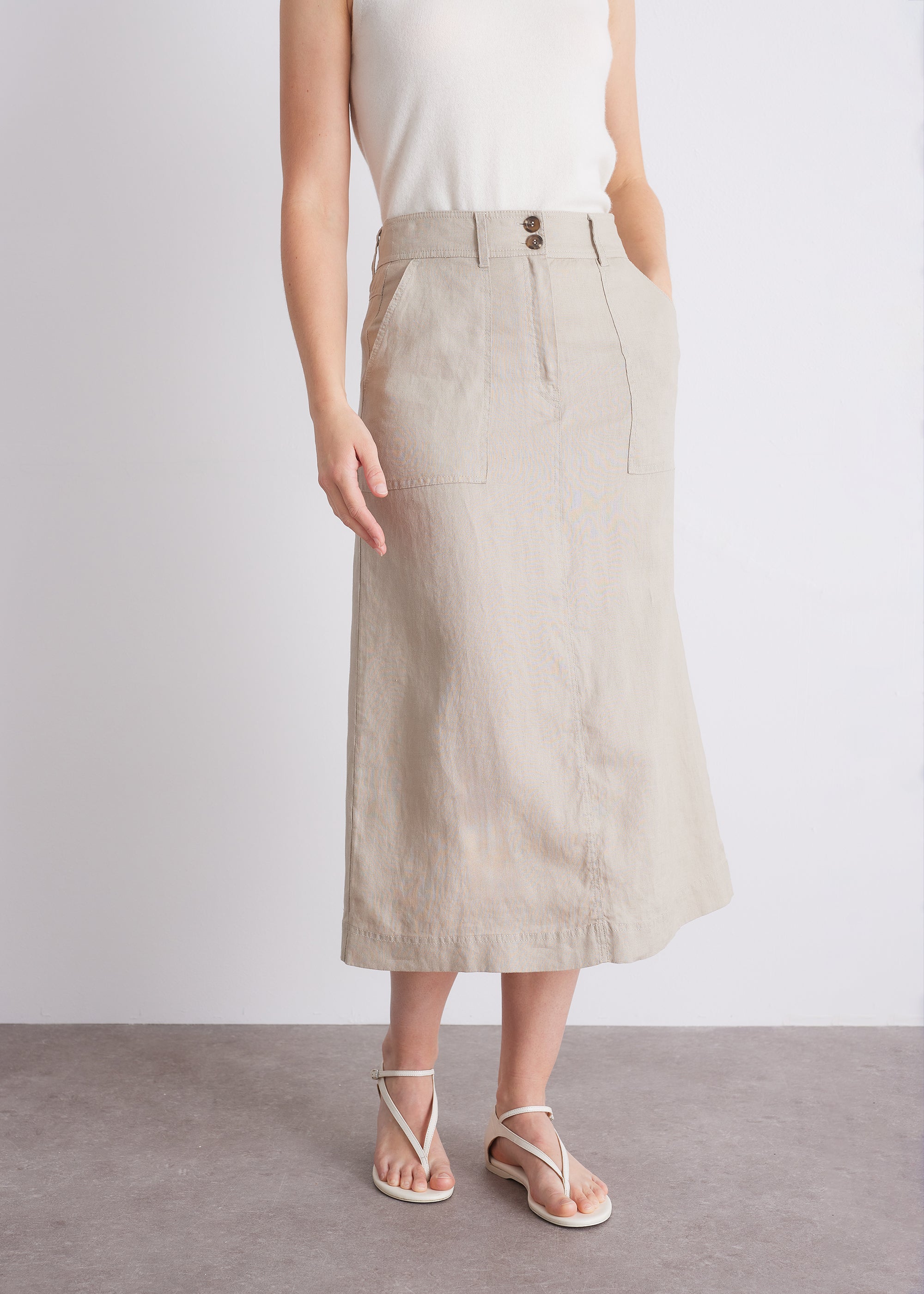 Midirock aus reinem Leinen