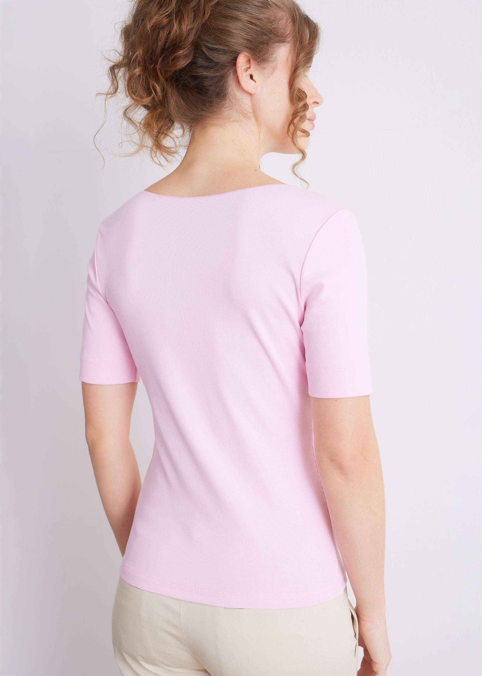 Ripp-T-Shirt aus Viskose-Baumwoll-Mix